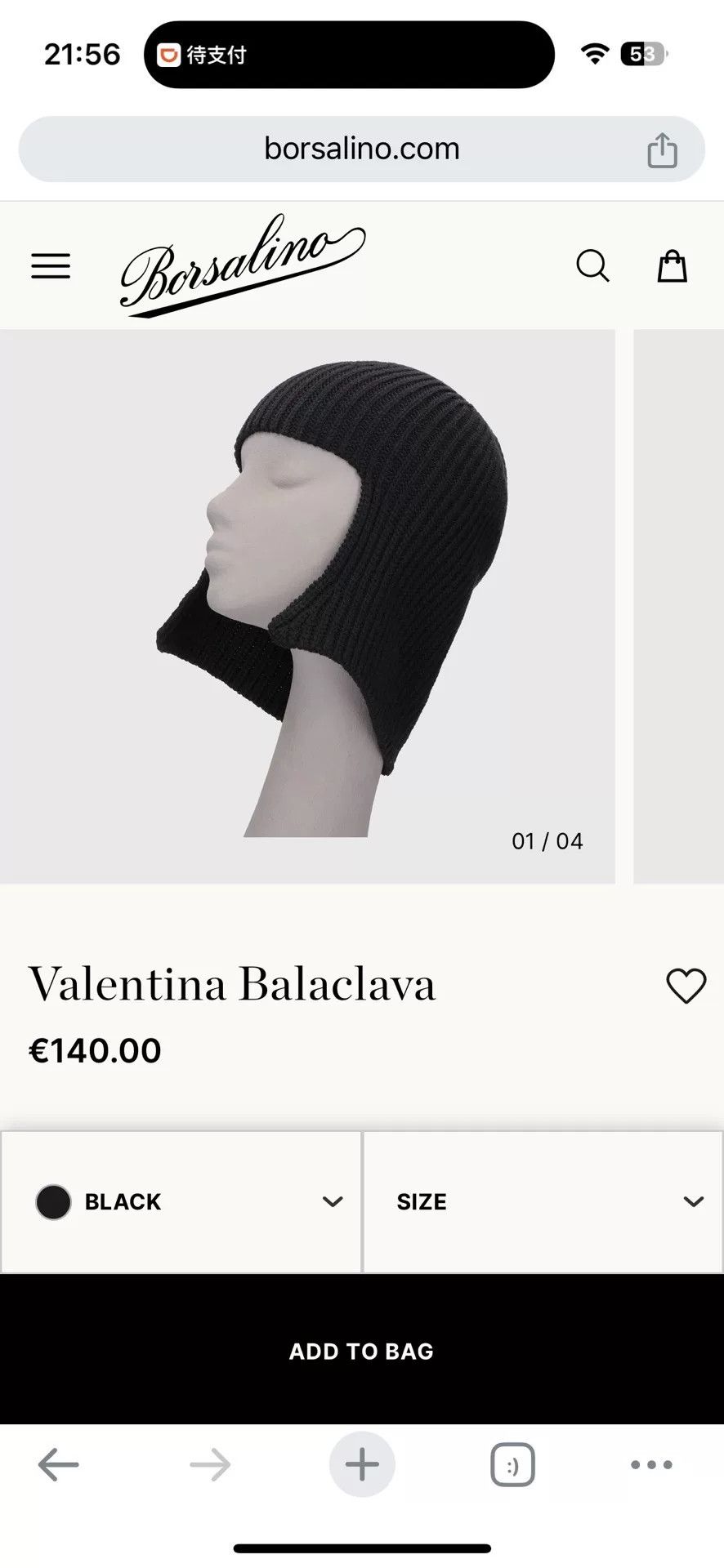 Borsalino Borsalino Black Wool Cold Hat Size ONE SIZE - 1 Thumbnail