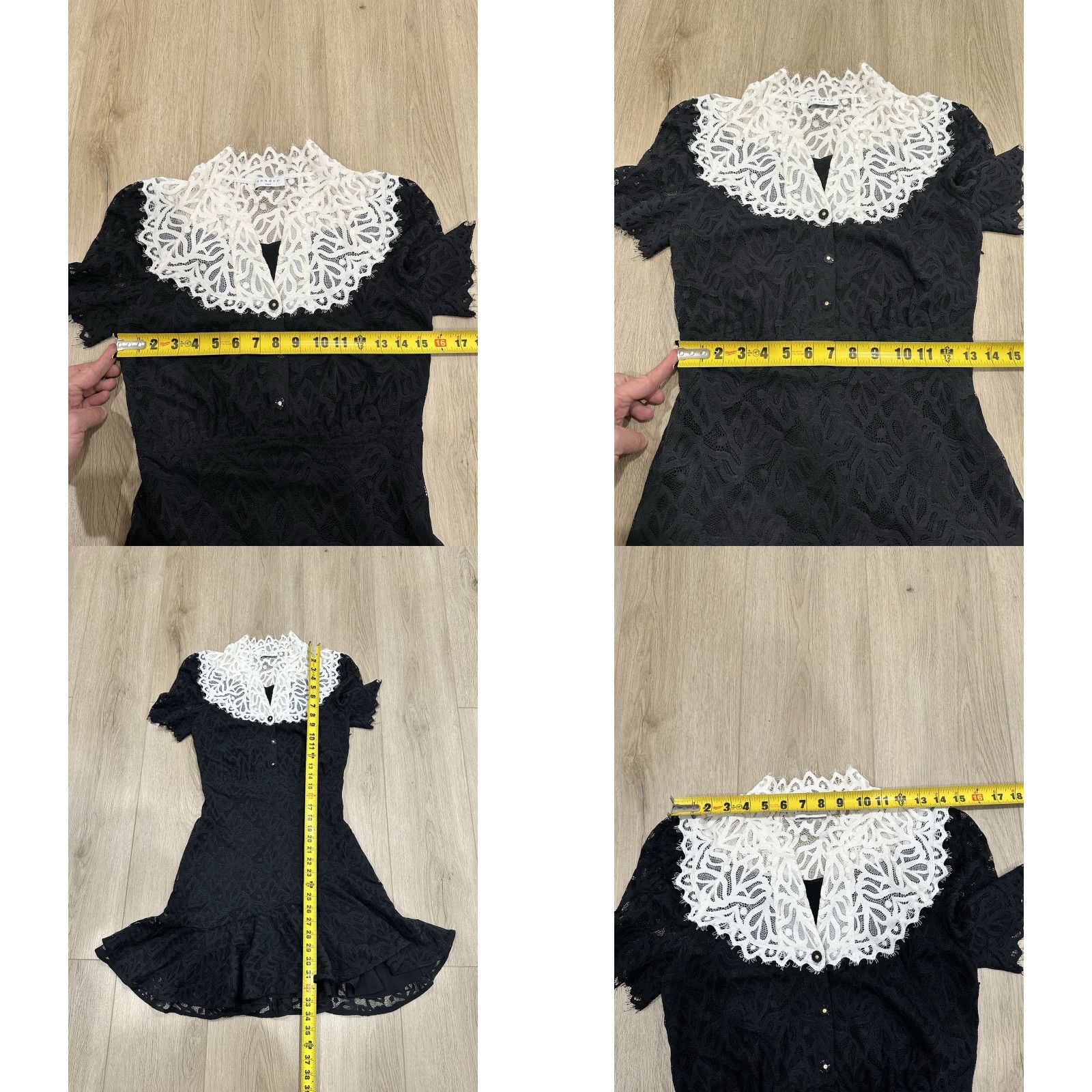 Sandro VINTAGE Sandro Dress Short Sleeve Lace Panel Black/White Womens Sz 36 Size 25" / US 0 / IT 36 - 9 Thumbnail