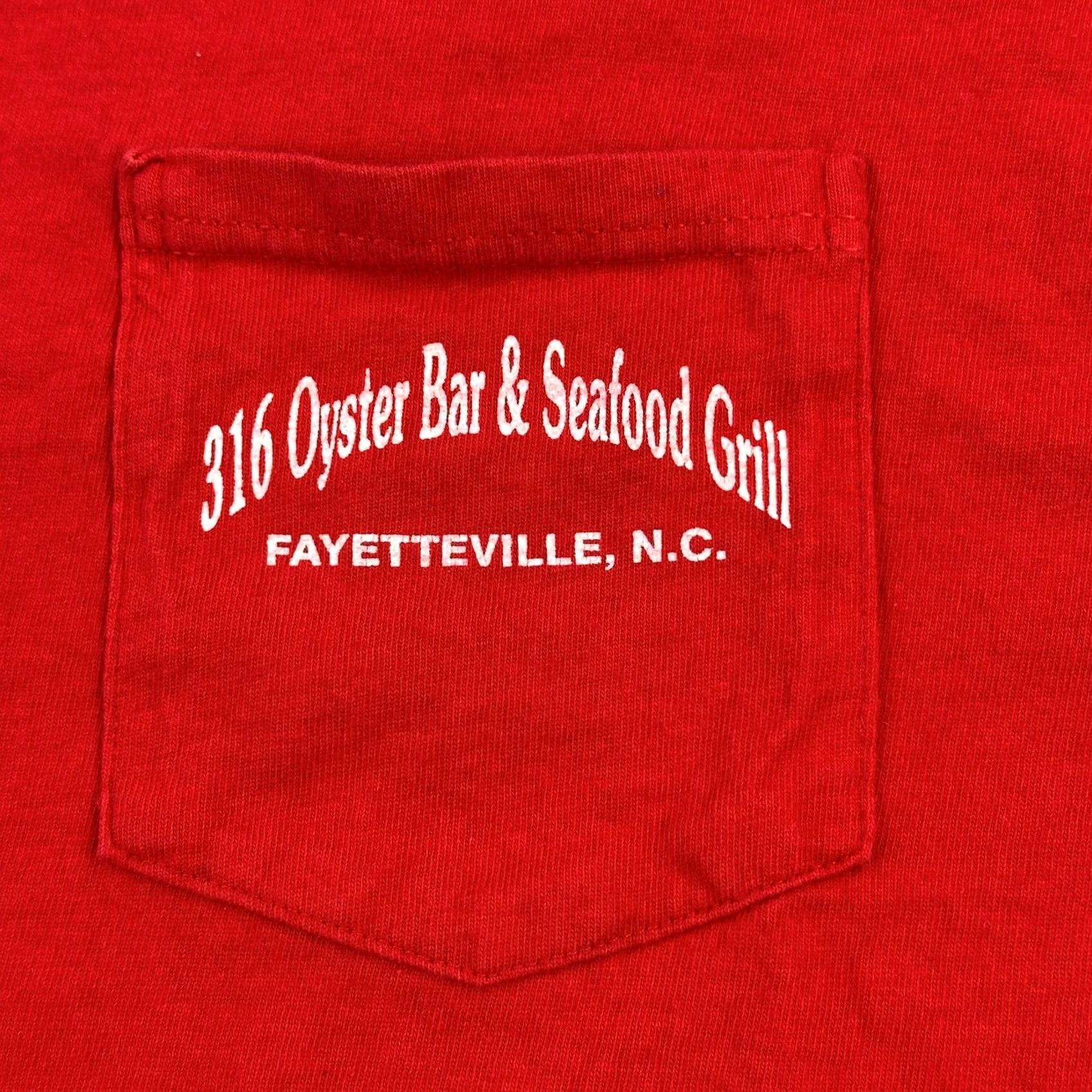 Delta Vintage Delta Pro Weight Shirt Mens Large Red 316 Oyster Bar NC Pocket Tee Y2K Size US L / EU 52-54 / 3 - 2 Thumbnail