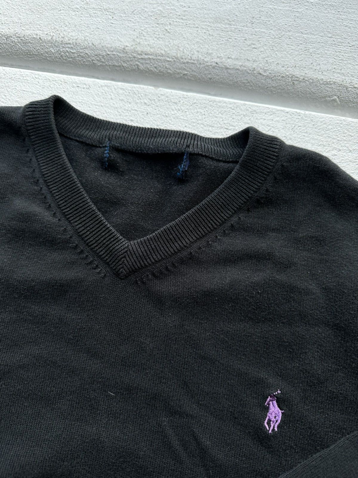 Designer × Polo Ralph Lauren × Vintage 🚨Ralph Lauren Purple logo black light sweater vintage Size US M / EU 48-50 / 2 - 7 Thumbnail
