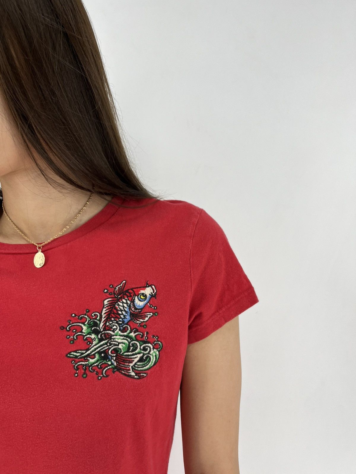 Affliction × Christian Audigier × Ed Hardy Vintage Y2K Christian Audigier Women’s Rhinestones T-Shirt Size L / US 10 / IT 46 - 4 Thumbnail