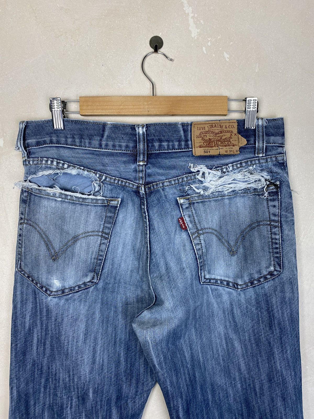 Levi's × Levi's Vintage Clothing × Vintage Vintage Distressed Levi’s 501 Avant Garde Punk jeans Size US 31 - 13 Thumbnail