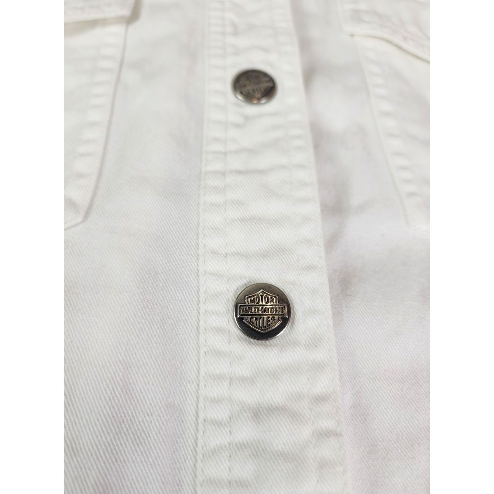 Harley Davidson Harley-Davidson Shirt Women’s Large Denim White Button Snap Embroidered Biker Shirt Size L / US 10 / IT 46 - 3 Thumbnail