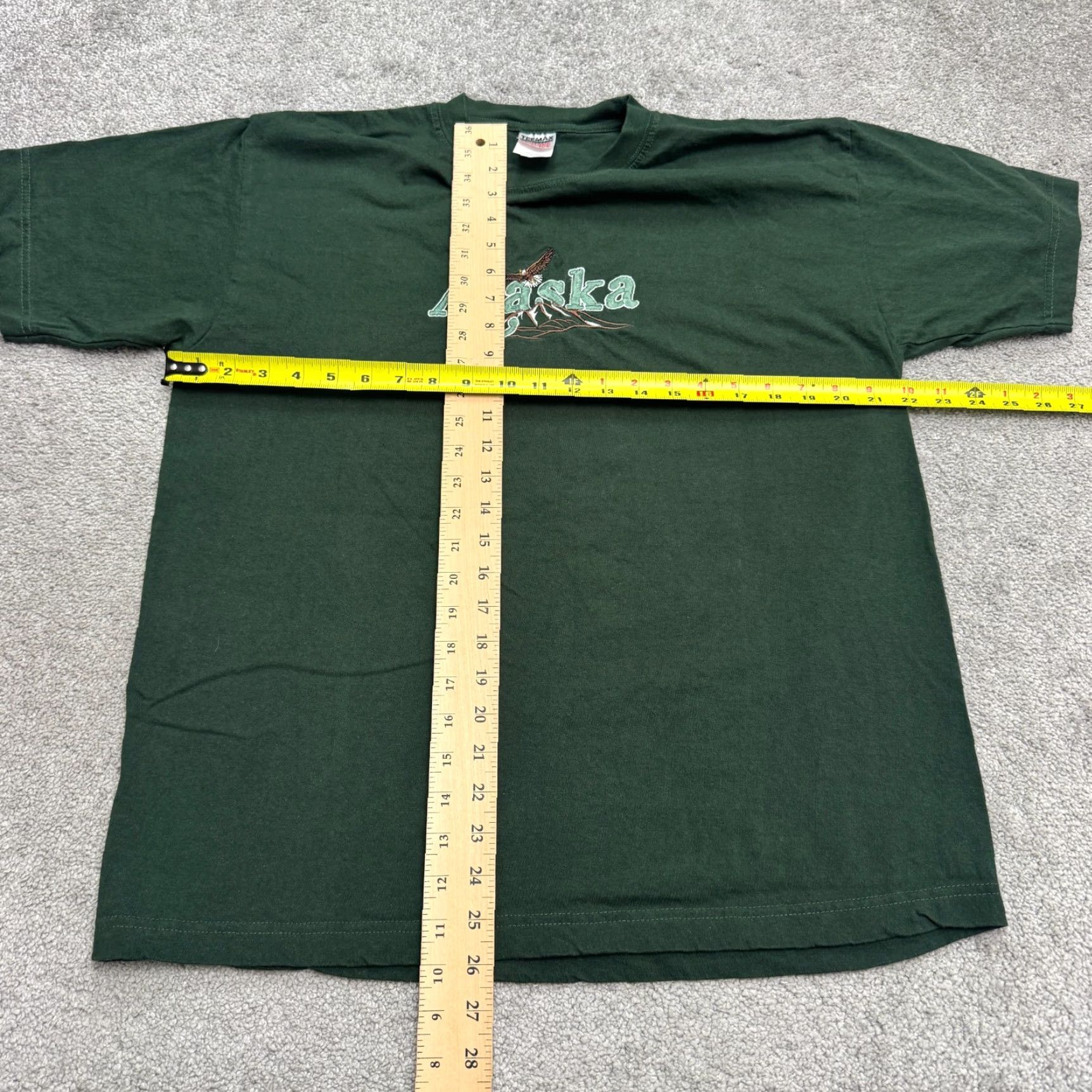 Vintage Teemax Shirt Mens Large Green Alaska Embroidered Eagle Mountain Sounenir Tee Size US L / EU 52-54 / 3 - 7 Thumbnail