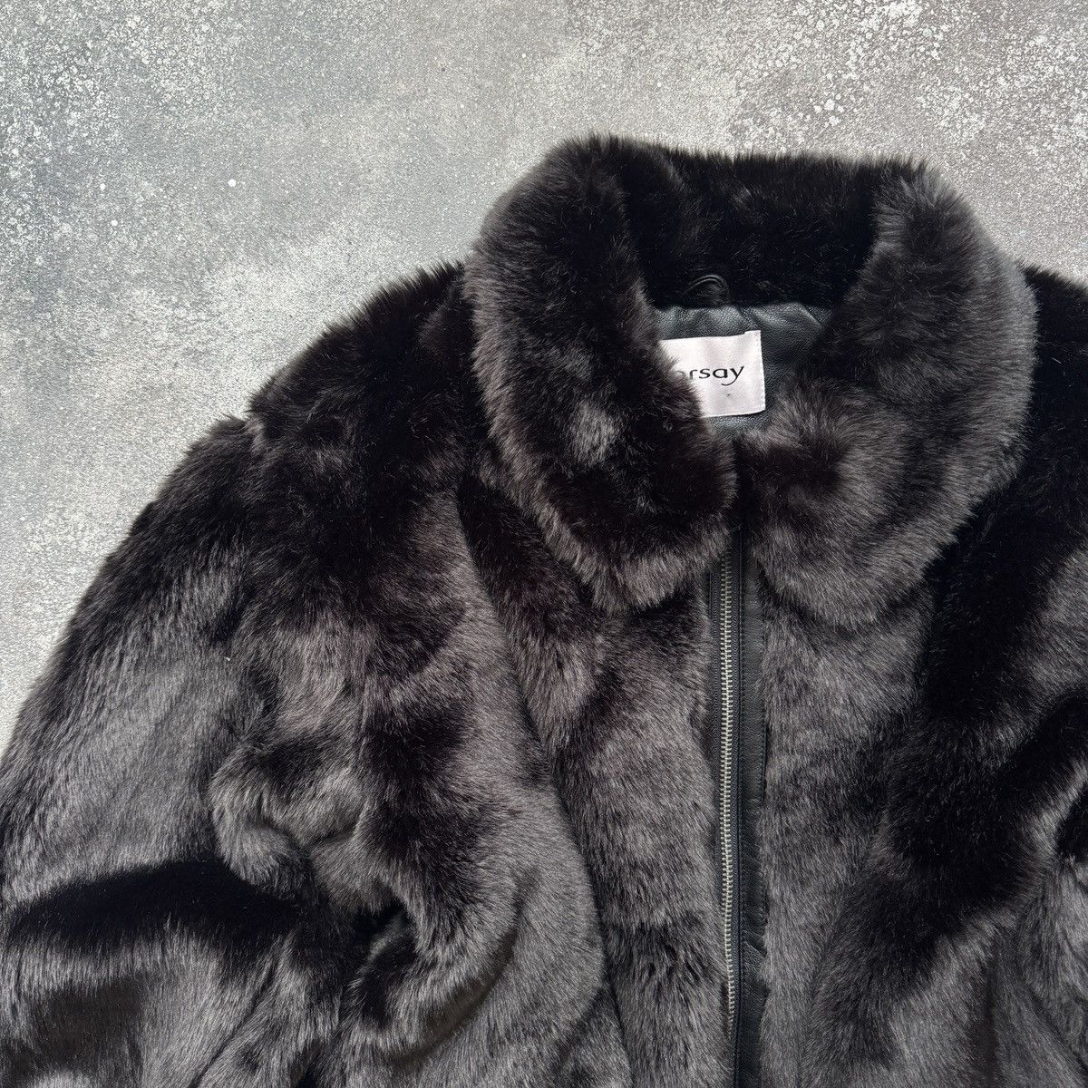 If Six Was Nine Orsay Y2K Glam Black Faux Fur Cropped Jacket Size L / US 10 / IT 46 - 8 Thumbnail