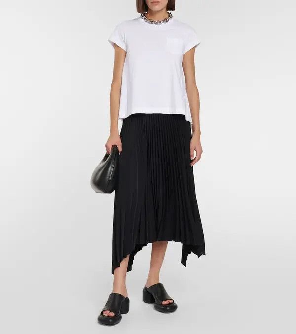 Sacai o1s22i1n0924 Pleated Back T-Shirt in White Size M / US 6-8 / IT 42-44 - 5 Thumbnail