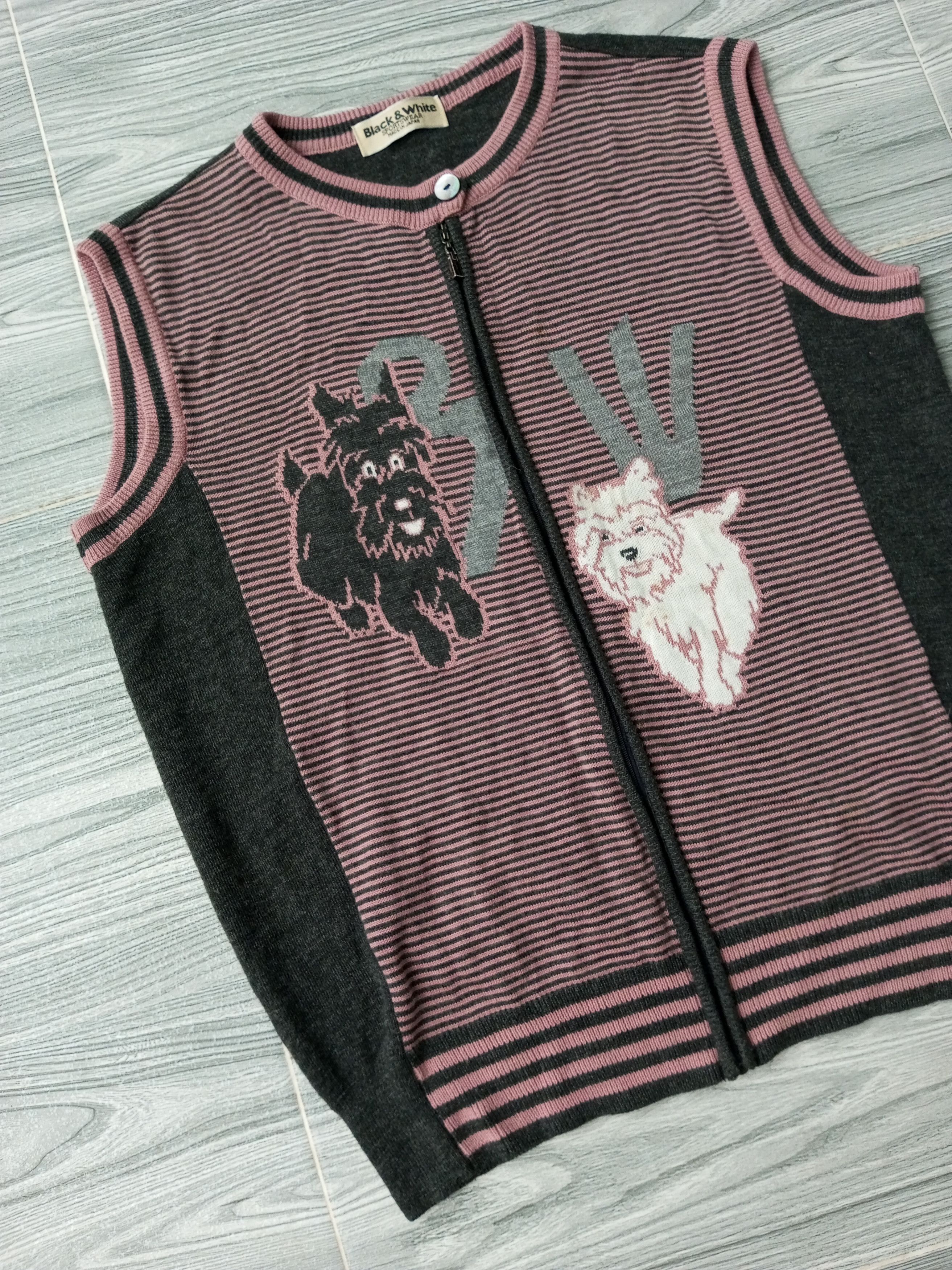 Japanese Brand × Vintage Vintage Black & White Japanese Brand Knit Wear Size US L / EU 52-54 / 3 - 3 Thumbnail