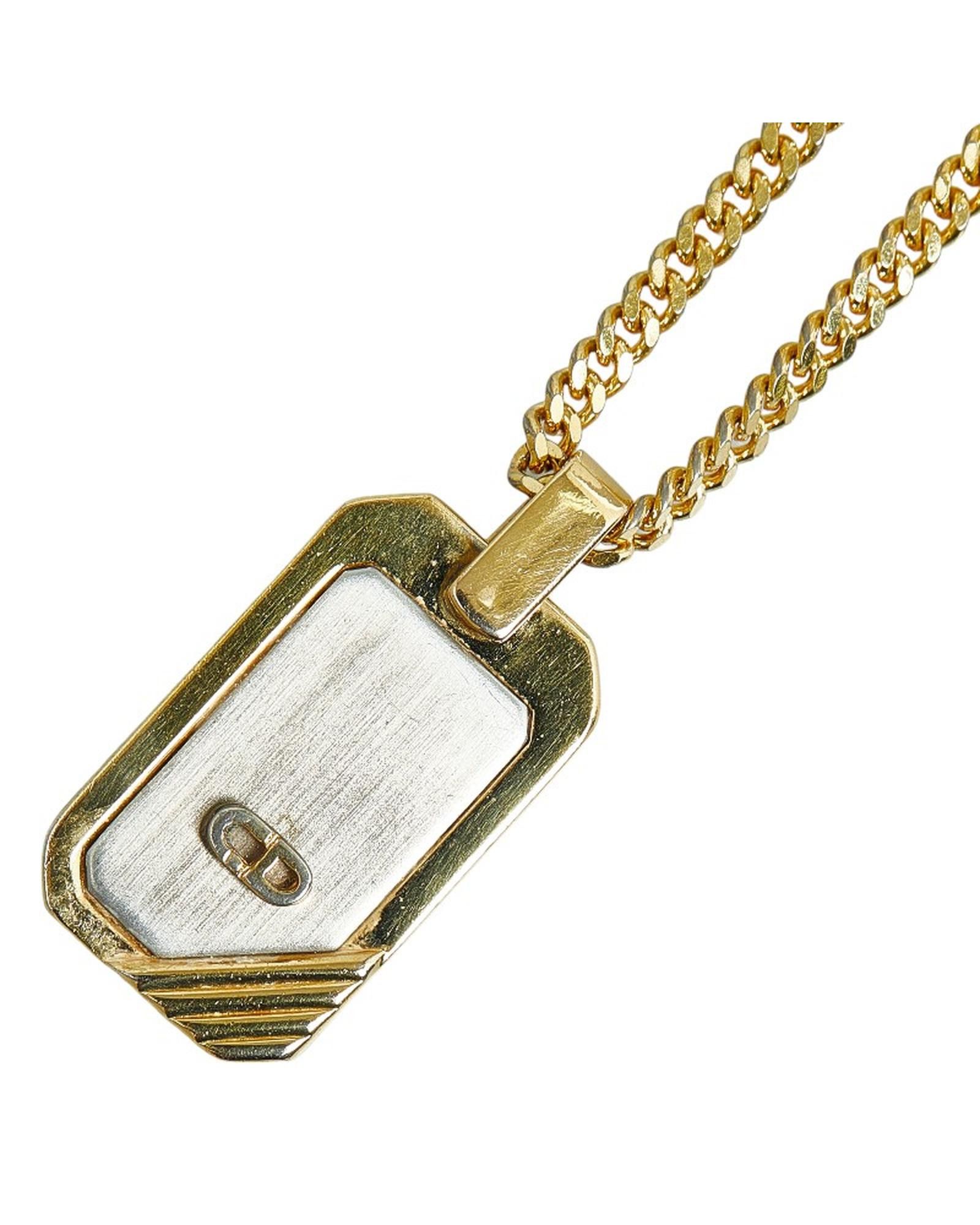image of Dior Gold Logo Plate Chain Necklace - B Condition, Women's