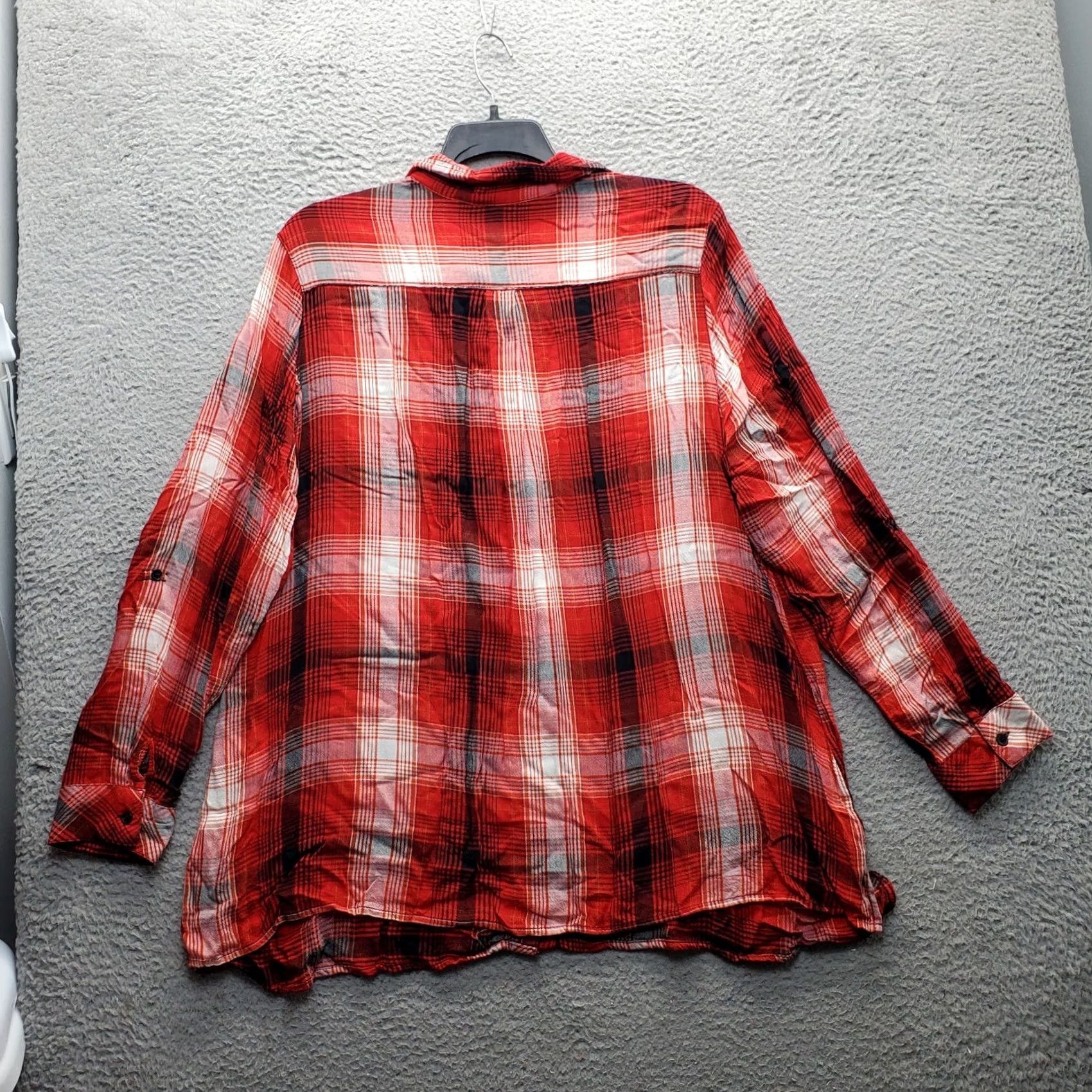 Avenue Avenue Shirt Womens Size 22/24 Multi Plaid Rayon Collared Button Up Long Sleeve Slit Size 3XL / US 20-22 - 2 Thumbnail