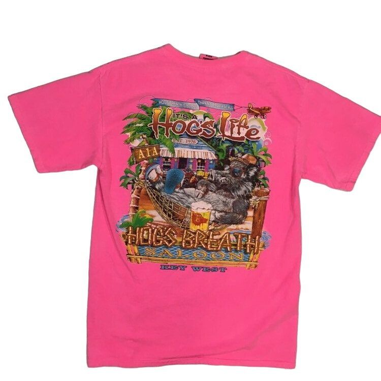 Comfort Colors Vtg Comfort Colors NEON Hot Pink HOG'S Breath Saloon Shirt Size US M / EU 48-50 / 2 - 2 Thumbnail