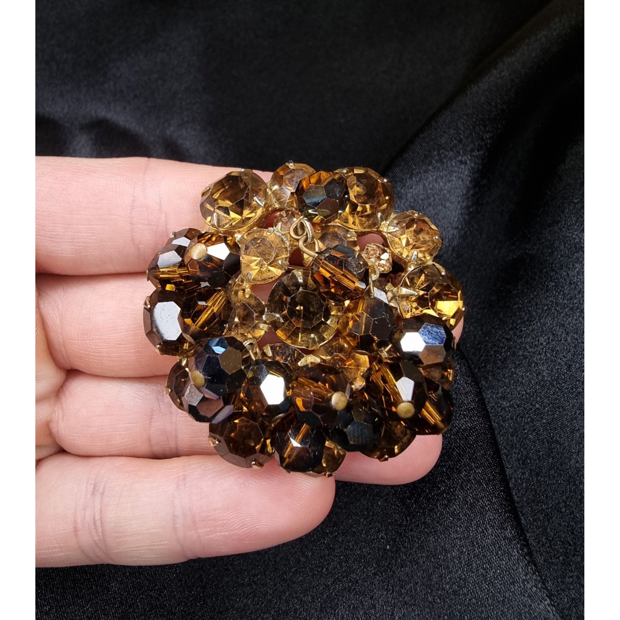 Vintage Vintage D&E Juliana Amber Rhinestone Cluster Brooch Pin Size ONE SIZE - 5 Thumbnail