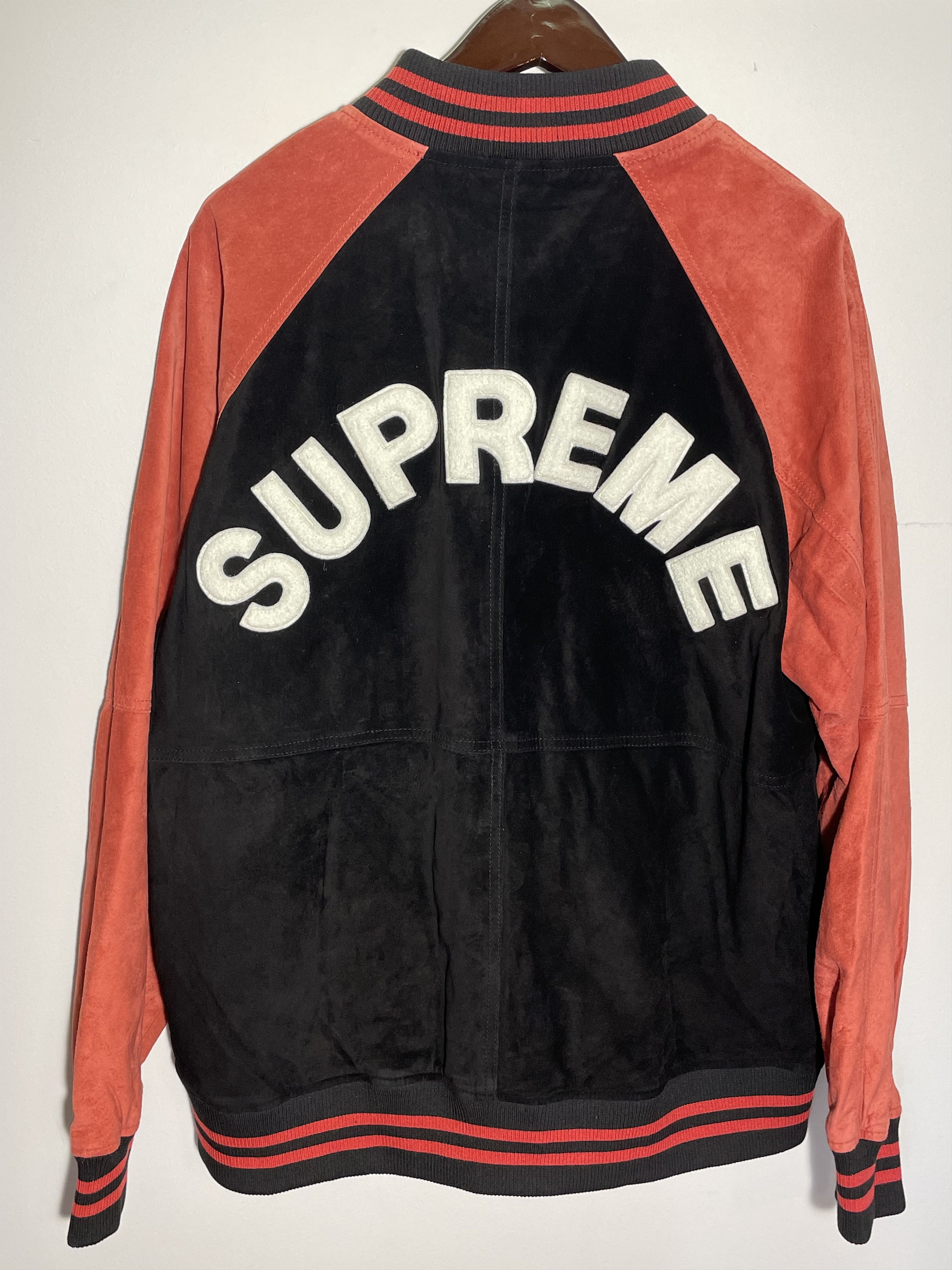 Supreme Supreme Suede Varsity Jacket | Grailed