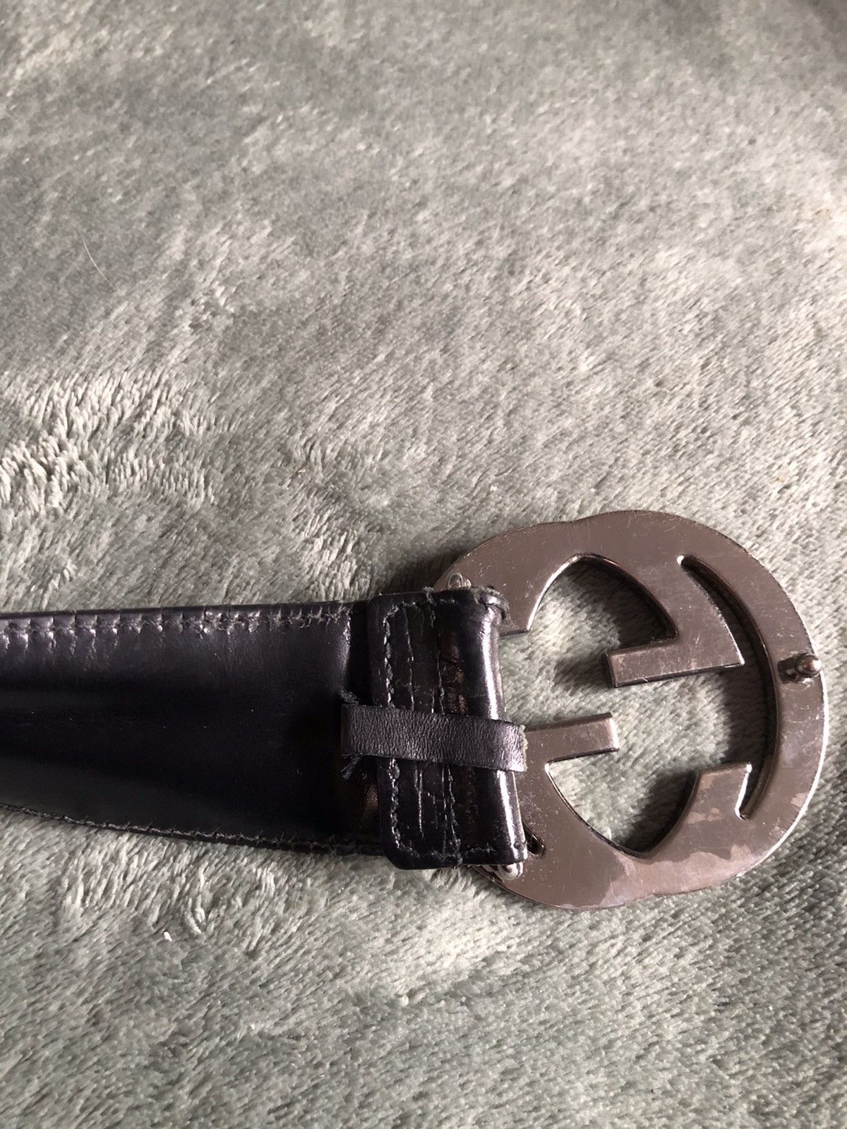 Gucci GUCCI Mens Leather Canvas Strips G Buckle Belt Size 105/42 Size 42 - 5 Thumbnail