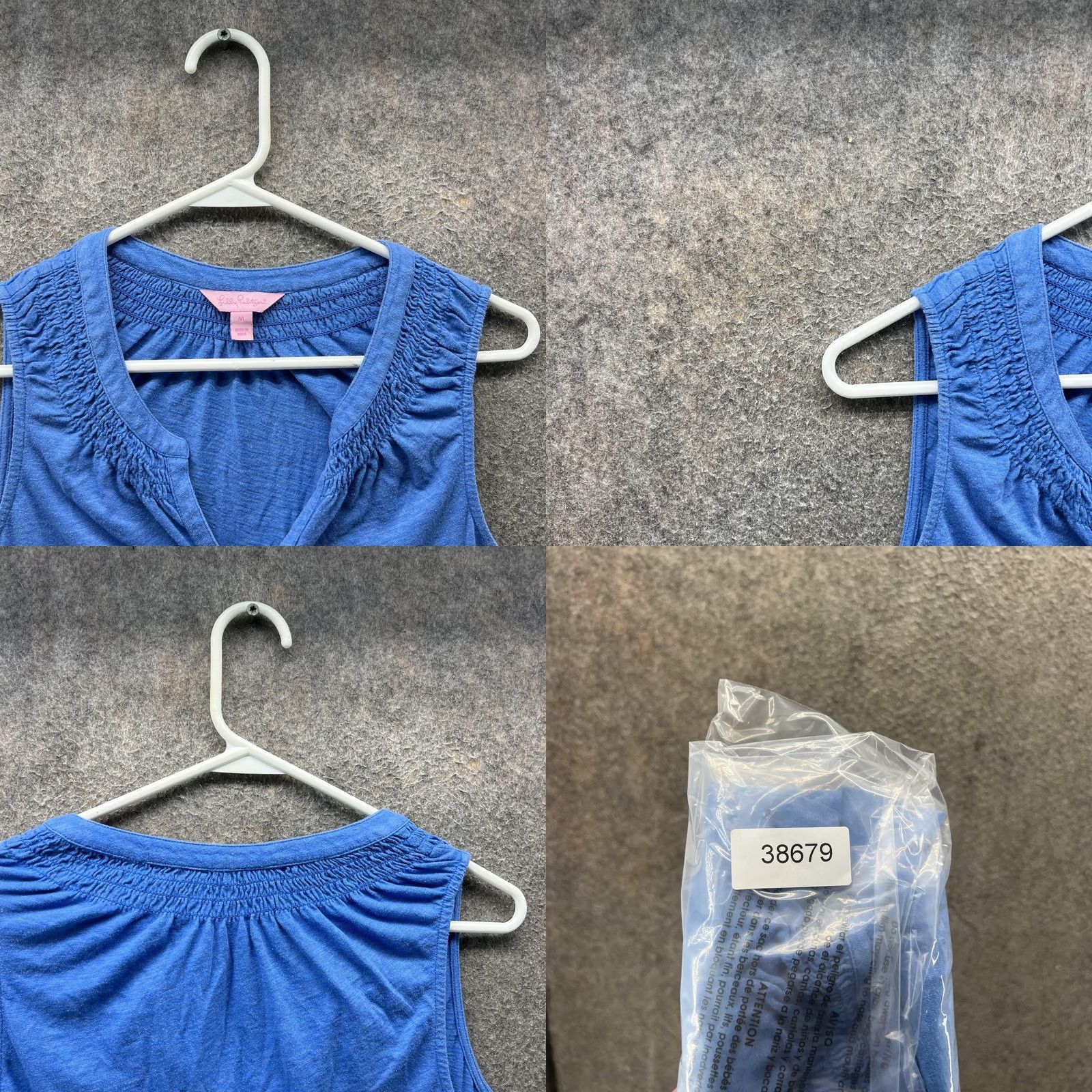 Lilly Pulitzer Lilly Pulitzer Tank Top Womens Medium Blue Smocked V Neck Button Sleeveless Size M / US 6-8 / IT 42-44 - 8 Thumbnail