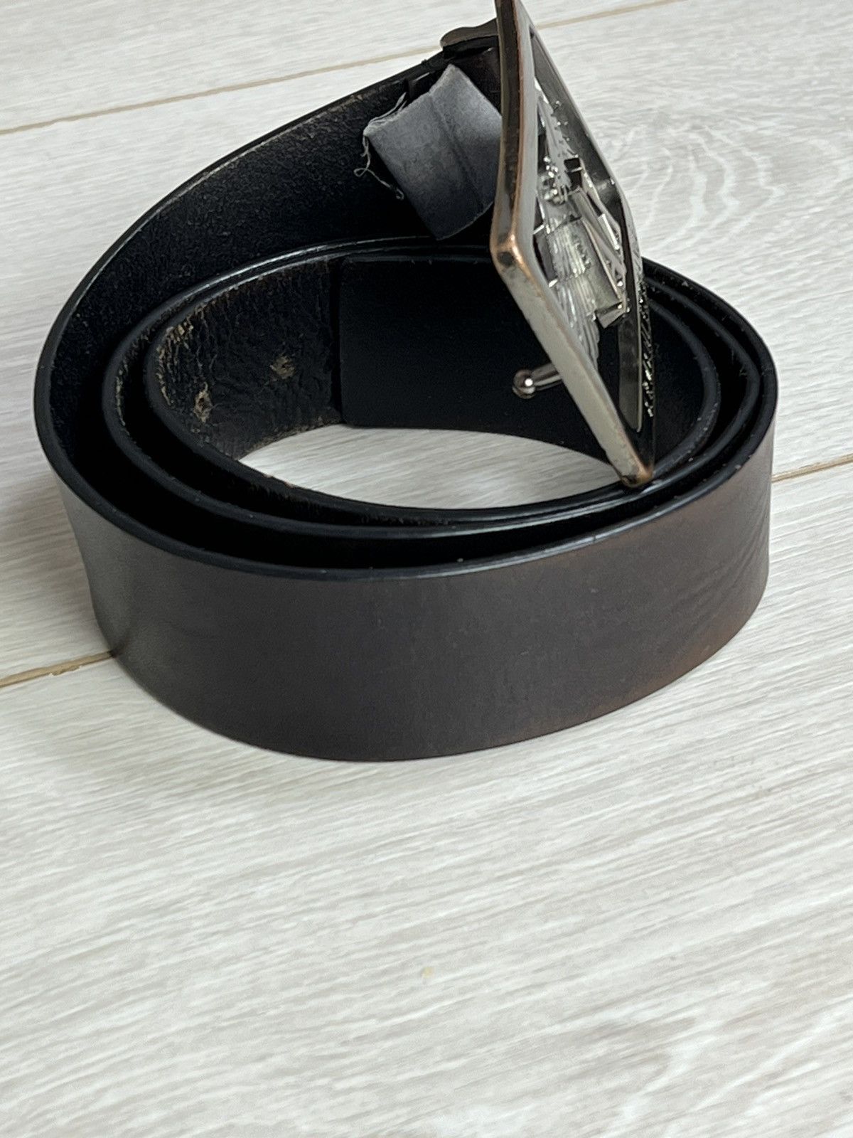 Armani Exchange Vintage Armani Exchange Eagle Plaque Leather Belt - Size 32 Size 32 - 4 Thumbnail