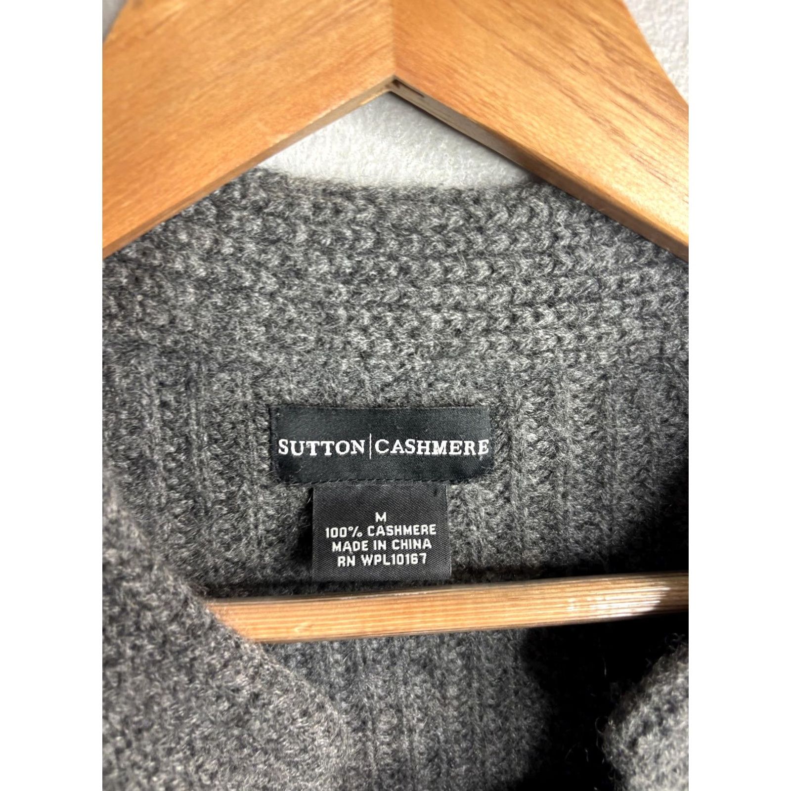 Vintage Sutton Cashmere Cardigan Sweater Womens Medium Gray Mock Neck 3/4 Sleeve Vintage? No Size M / US 6-8 / IT 42-44 - 3 Thumbnail