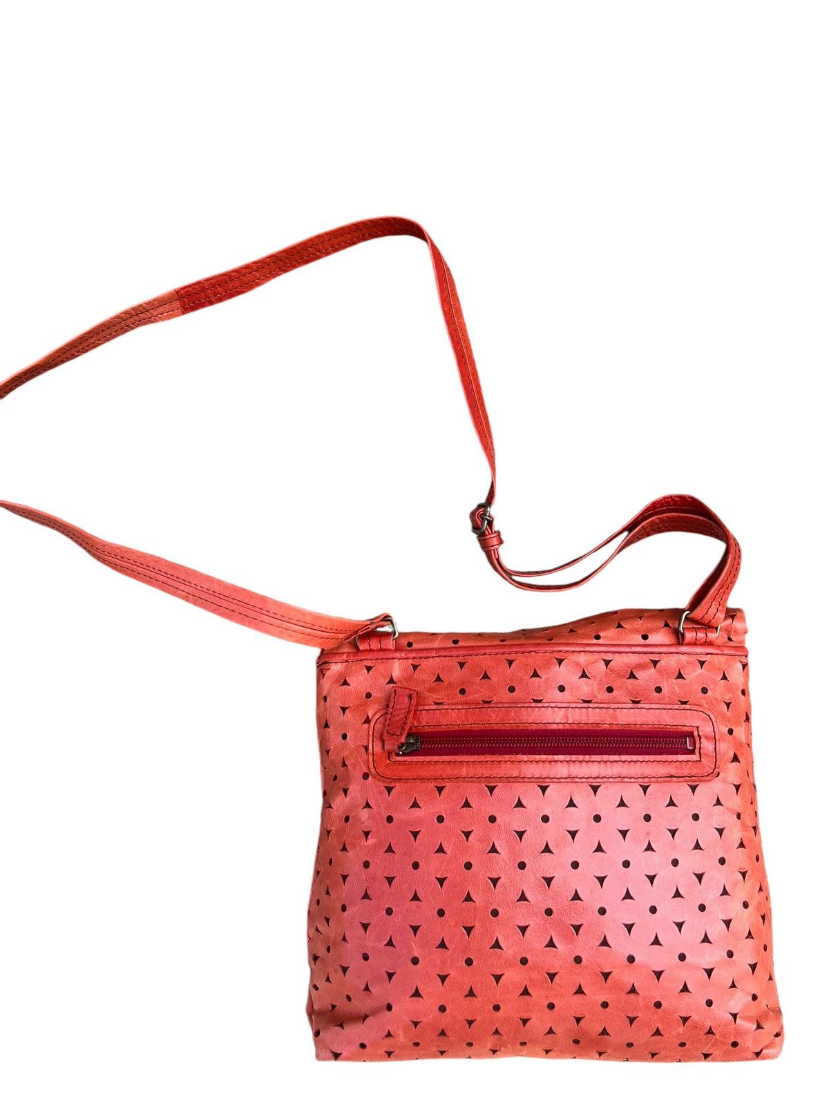 Leather VTG Produced by KOU Japan Fade Patina Punched Leather Bag Size ONE SIZE - 10 Thumbnail