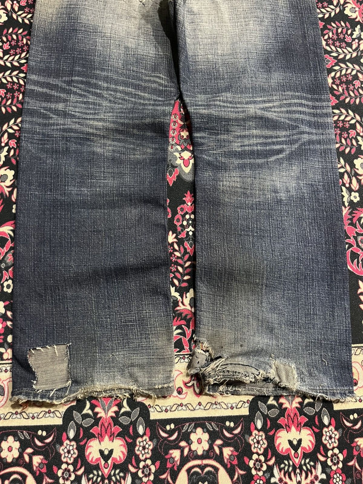 Vintage GL Heart Trashed Blue Faded Washed Loose Straight Jeans Size US 36 / EU 52 - 12 Thumbnail
