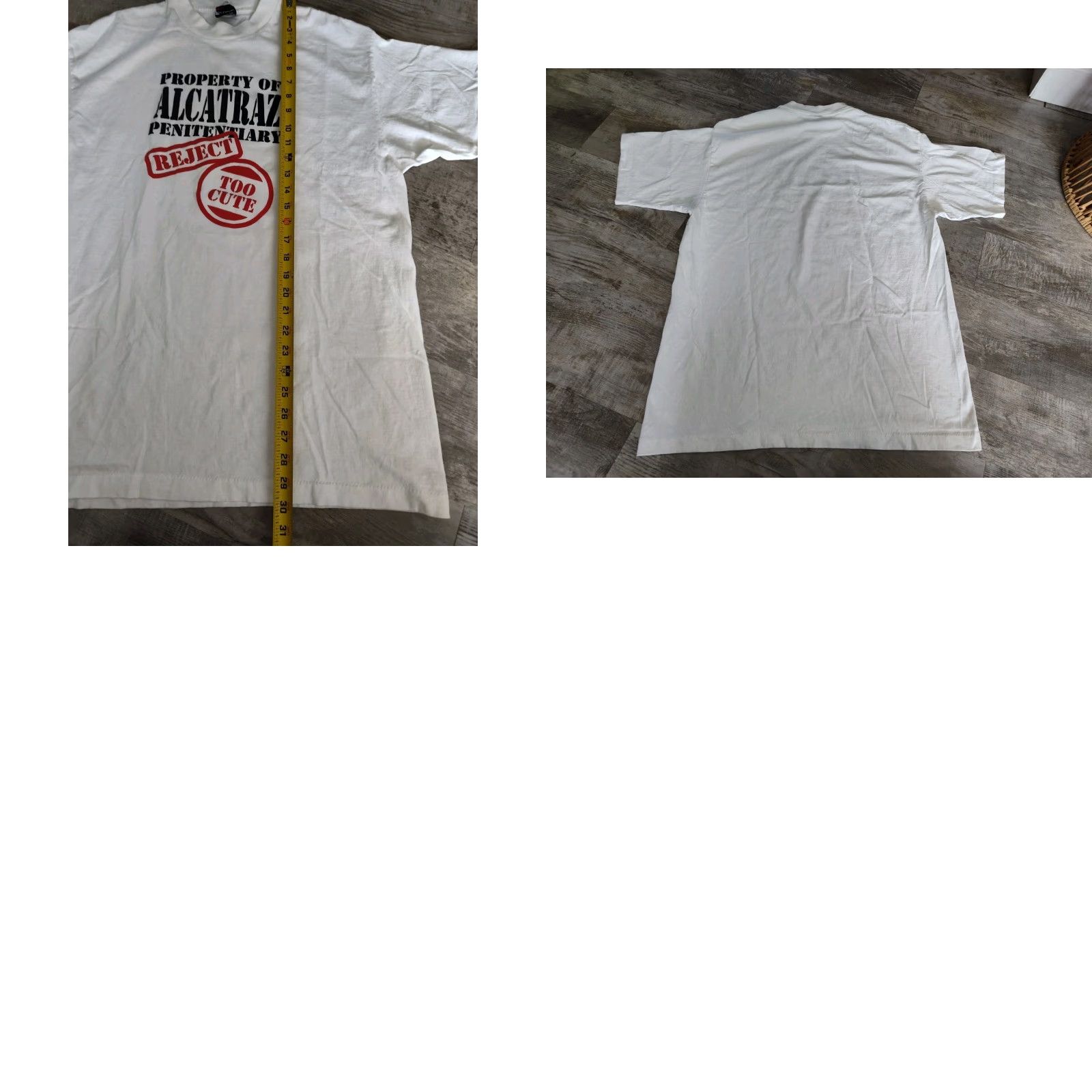 AAA VINTAGE Alcatraz Prison USA 90s Graphic Print T-Shirt Men XL White Cotton Size US XL / EU 56 / 4 - 8 Thumbnail
