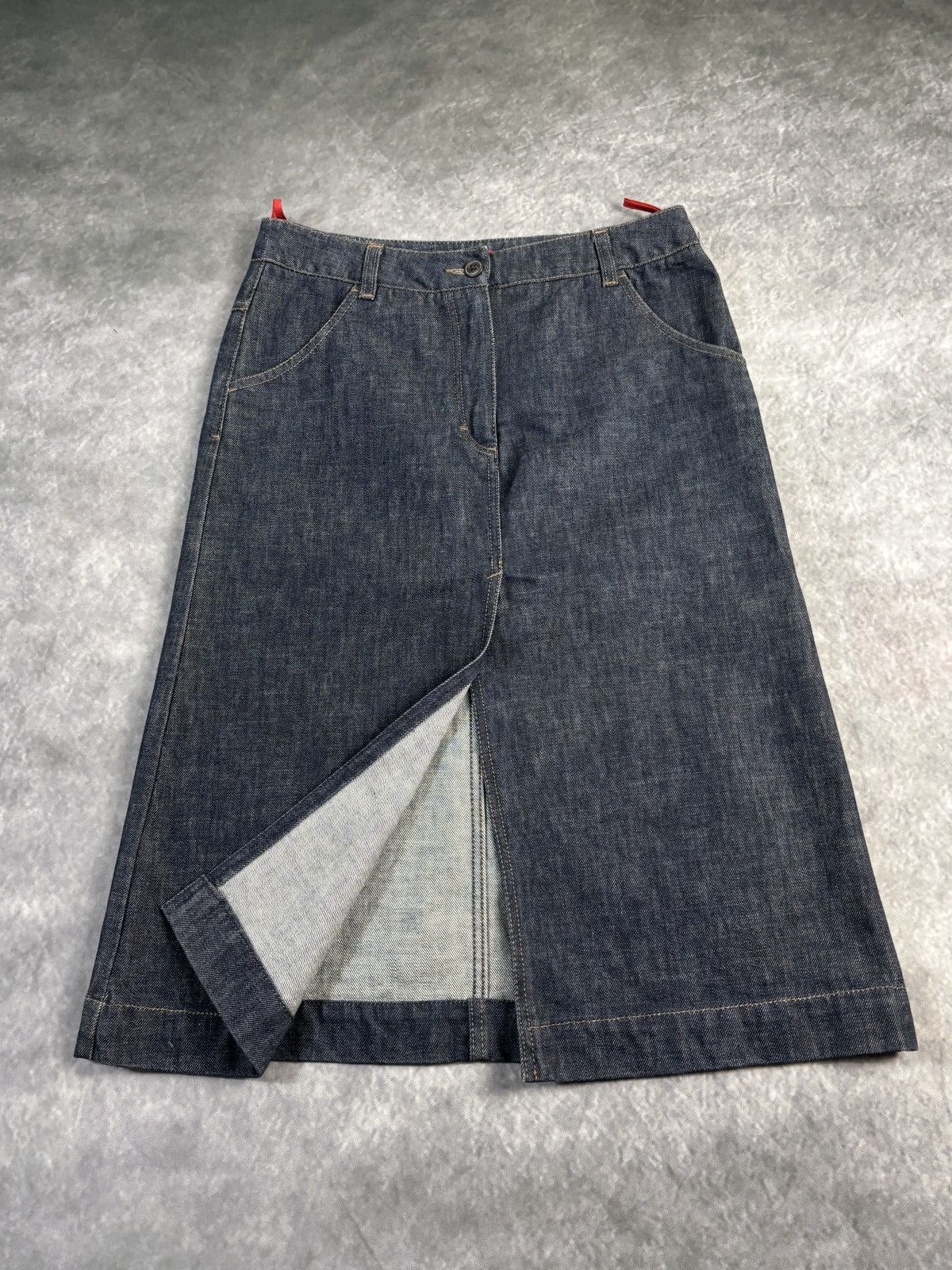 Prada × Vintage 2000s Prada Sport Vintage Prada Denim Maxi Skirt 1990s Long Size 28" / US 6 / IT 42 - 15 Thumbnail