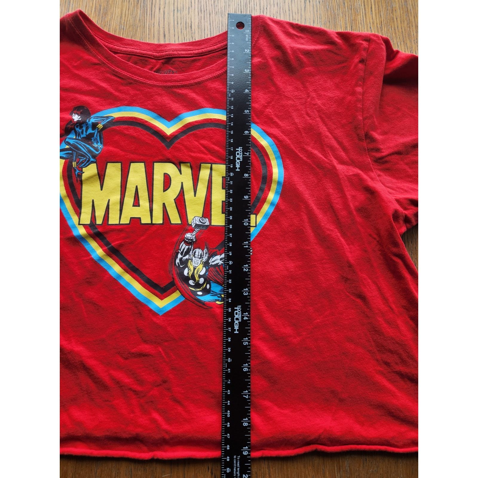 Marvel Comics XL Marvel Red Heart Logo Crop Top Mighty Fine Shirt Size XL / US 12-14 / IT 48-50 - 6 Thumbnail