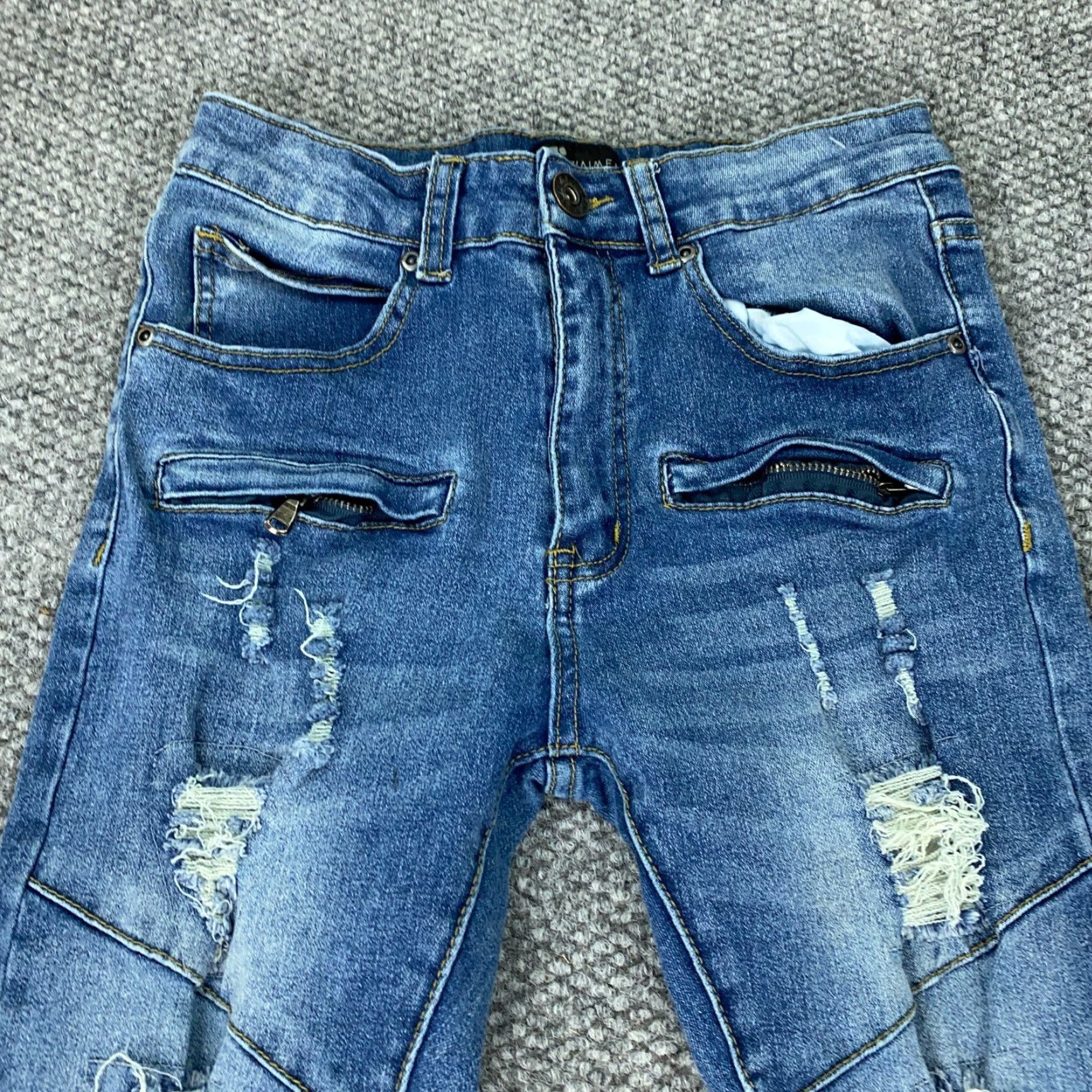 Levi's Levi's Waimea Skinny Fit Jeans Mens 28x30 Blue Straight Leg Distressed Grunge Size US 27 - 2 Thumbnail