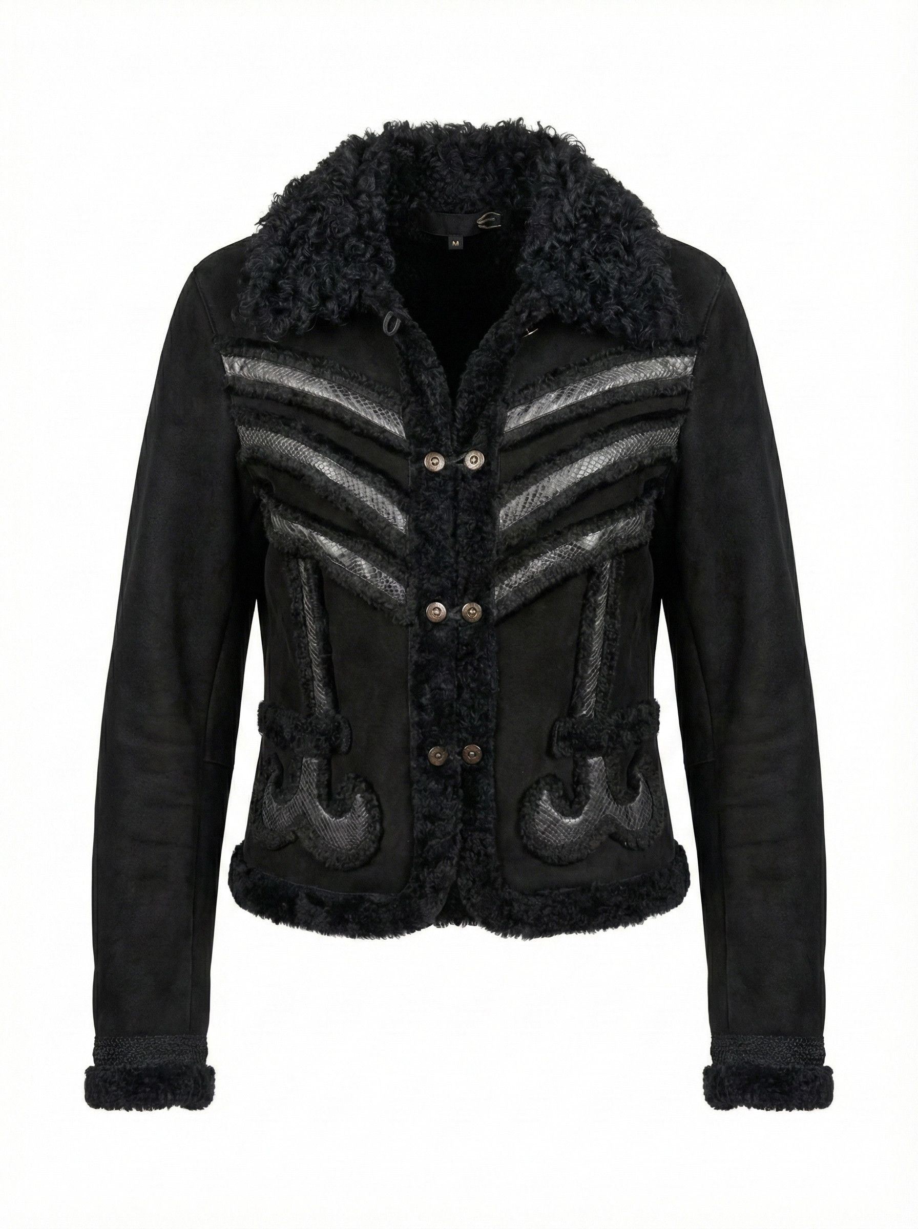 Roberto Cavalli SHEARLING SUEDE LEATHER JACKET Size M / US 6-8 / IT 42-44 - 1 Thumbnail