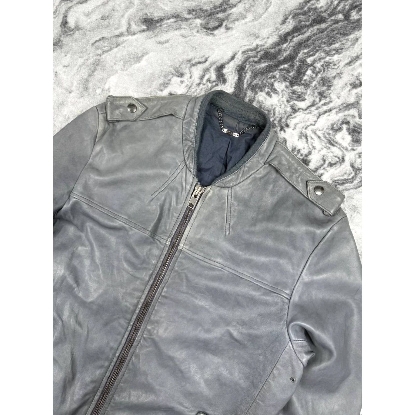 Allsaints AllSaints Jacket Bomber Shirt Men Gray M Leather Zip Zip Front Biker 00s Y2K Casual Spring Fall Winter Mens Size US M / EU 48-50 / 2 - 3 Thumbnail