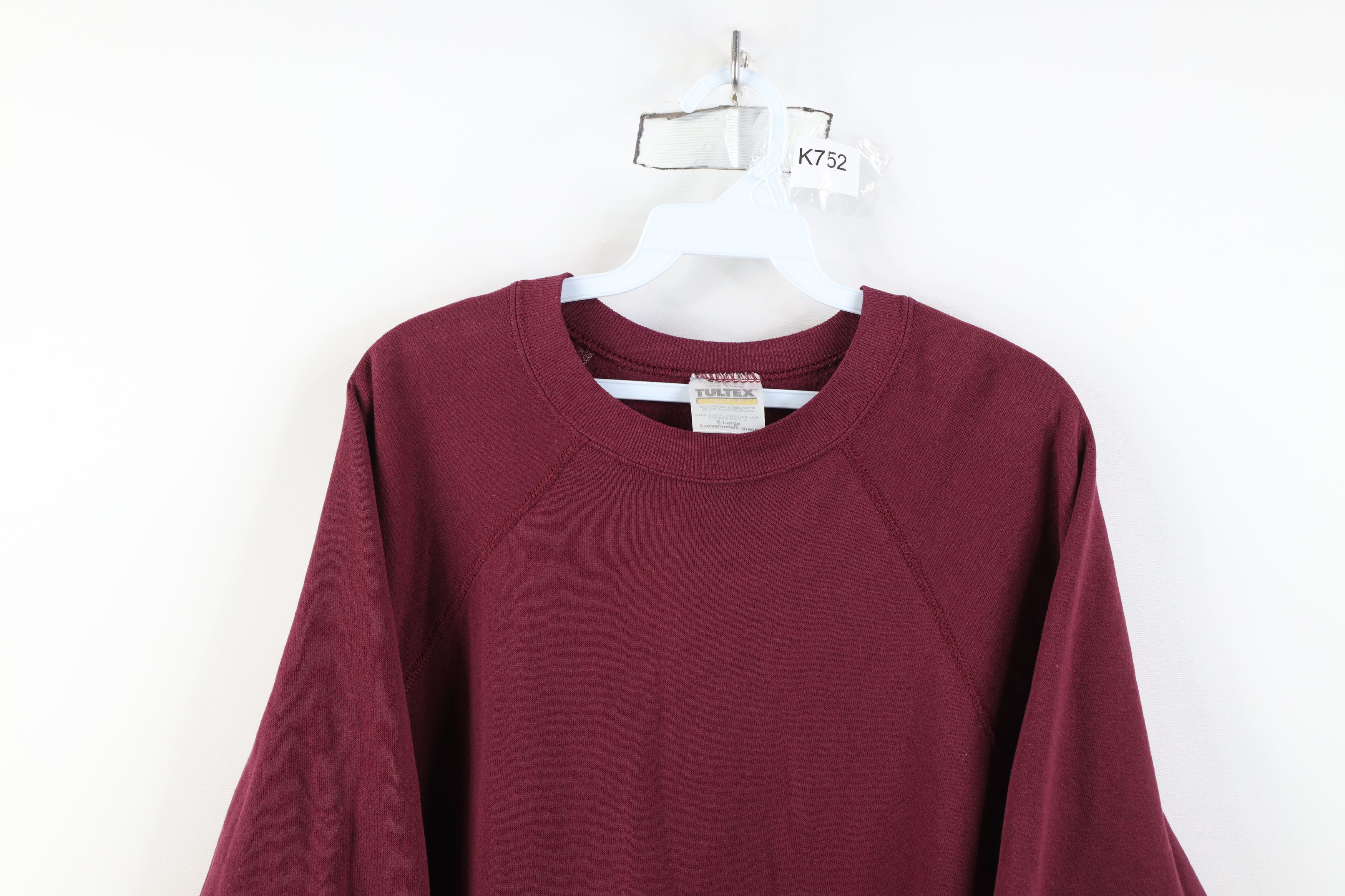 Vintage Vintage 90s Streetwear Crewneck Sweatshirt Burgundy USA Size US XL / EU 56 / 4 - 2 Thumbnail