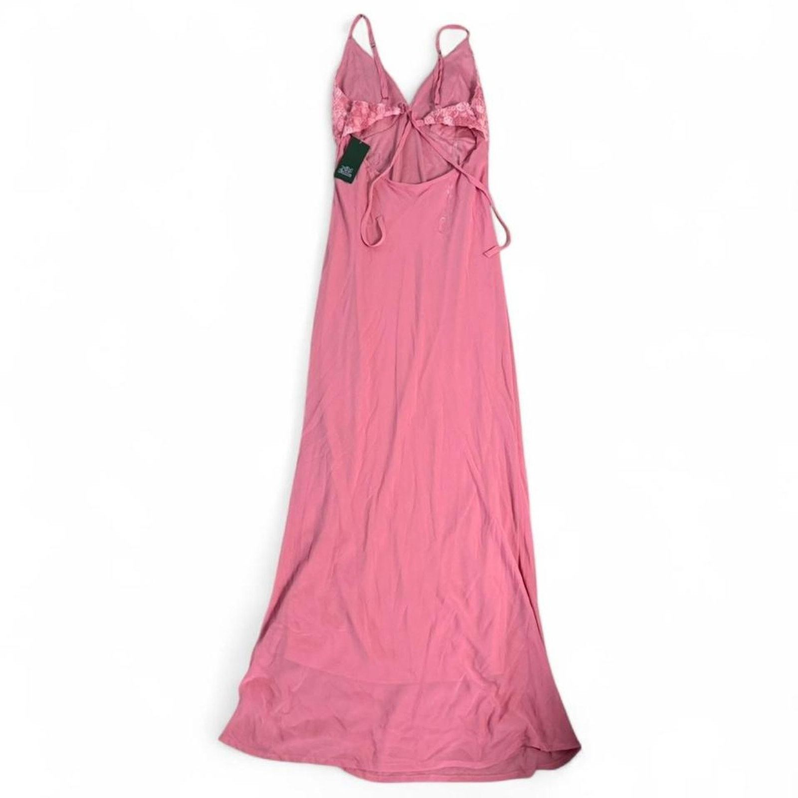 Other Pink Maxi Dress Open Back Rose Detail Silky Dress size small Size S / US 4 / IT 40 - 8 Thumbnail