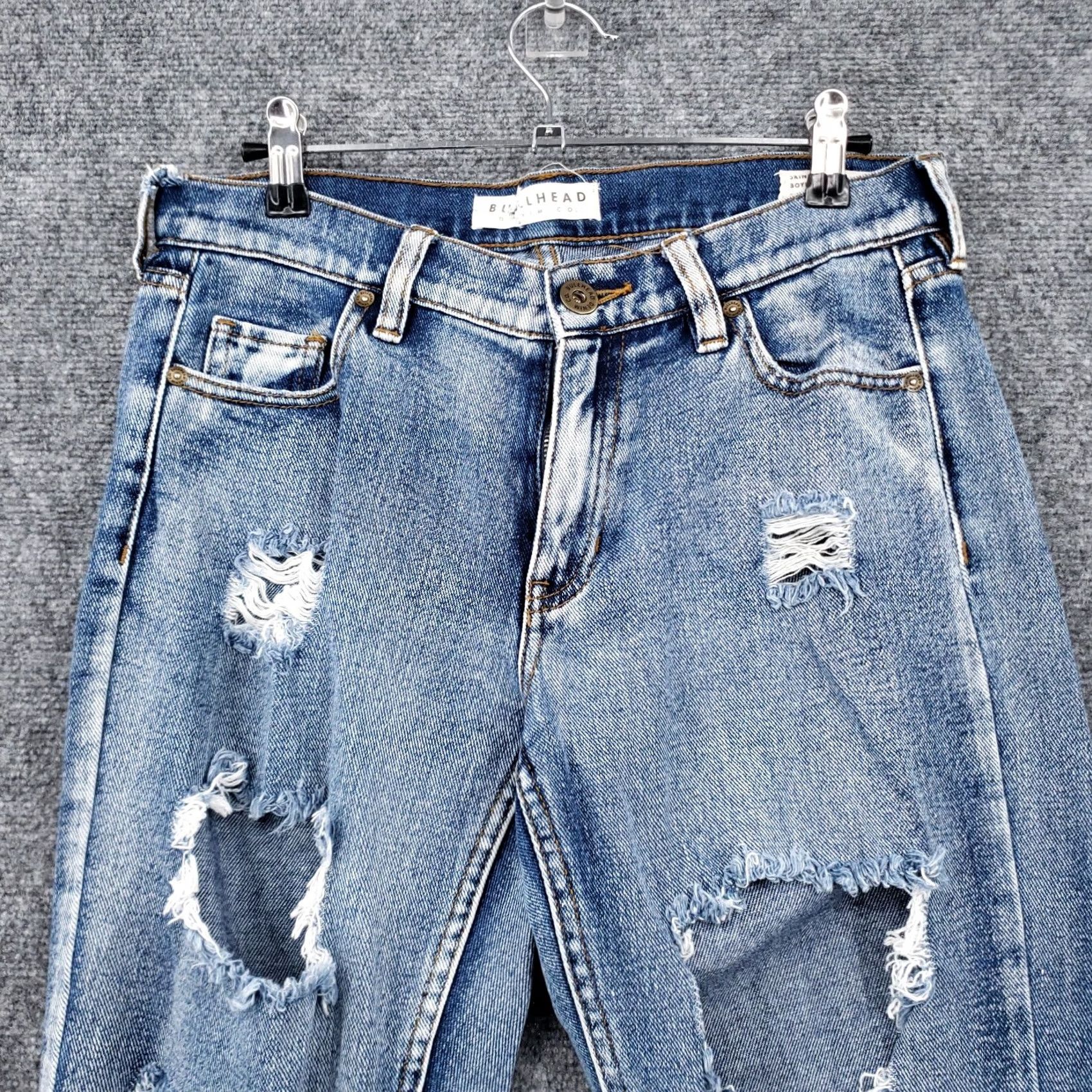 Denime Bullhead Jeans Womens 3 Skinny Boyfriend Distressed Stone Blue Denim Size 26" / US 2 / IT 38 - 7 Thumbnail
