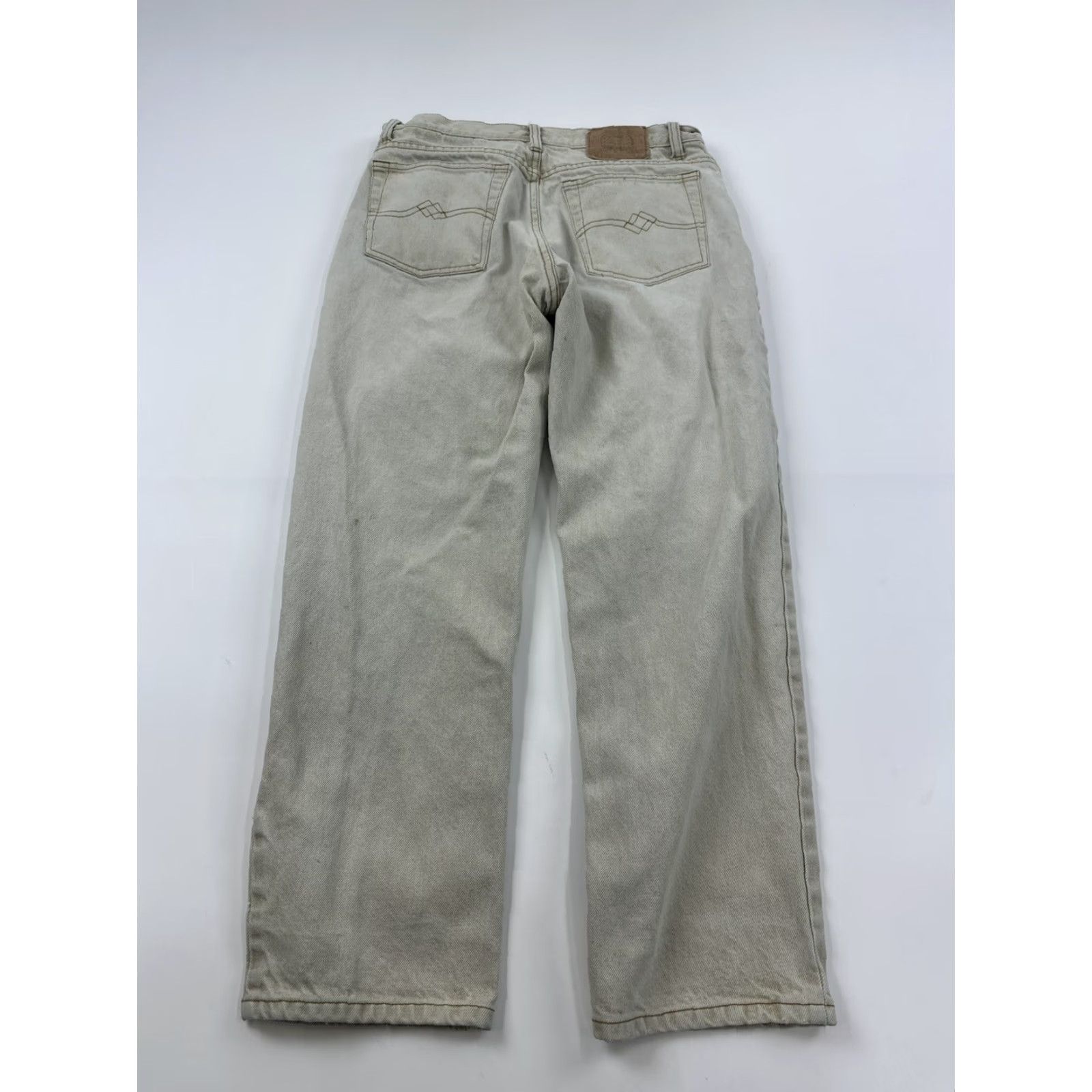 Denime VINTAGE Attrak Jeans Mens 33X30 Beige Denim Jeans Mid Rise Straight 5-Pocket Cotton Belt Loops Logo Button Mens Size US 33 - 2 Thumbnail