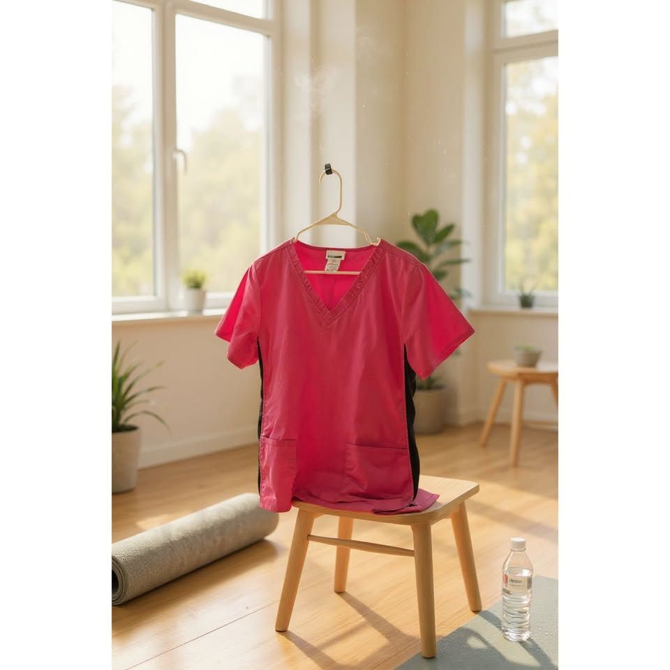Other Scrub Star Large Pink and Black Scrub Top -- ITEM #3379 Size L / US 10 / IT 46 - 1 Thumbnail