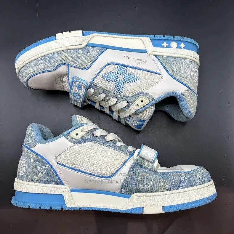 Louis Vuitton Louis Vuitton Blue Denim Velcro Sneakers Size US 9.5 / EU 42-43 - 4 Thumbnail