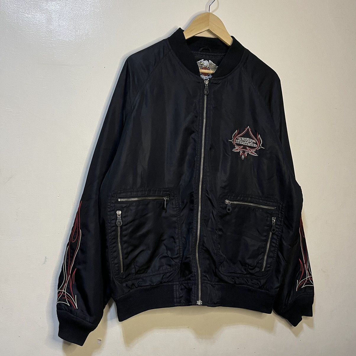 Harley Davidson 1990's Harley Davidson Custom Speed Flame Varsity Jacket Size US L / EU 52-54 / 3 - 2 Thumbnail