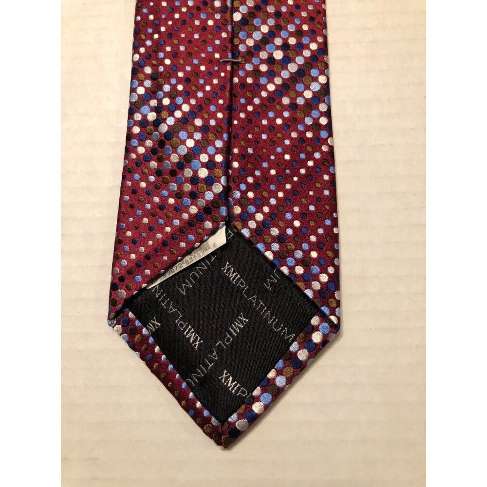 XMI Platinum xmi platinum men's new burgundy silk tie 3 1/4" X 59 3/4" Size ONE SIZE - 3 Thumbnail