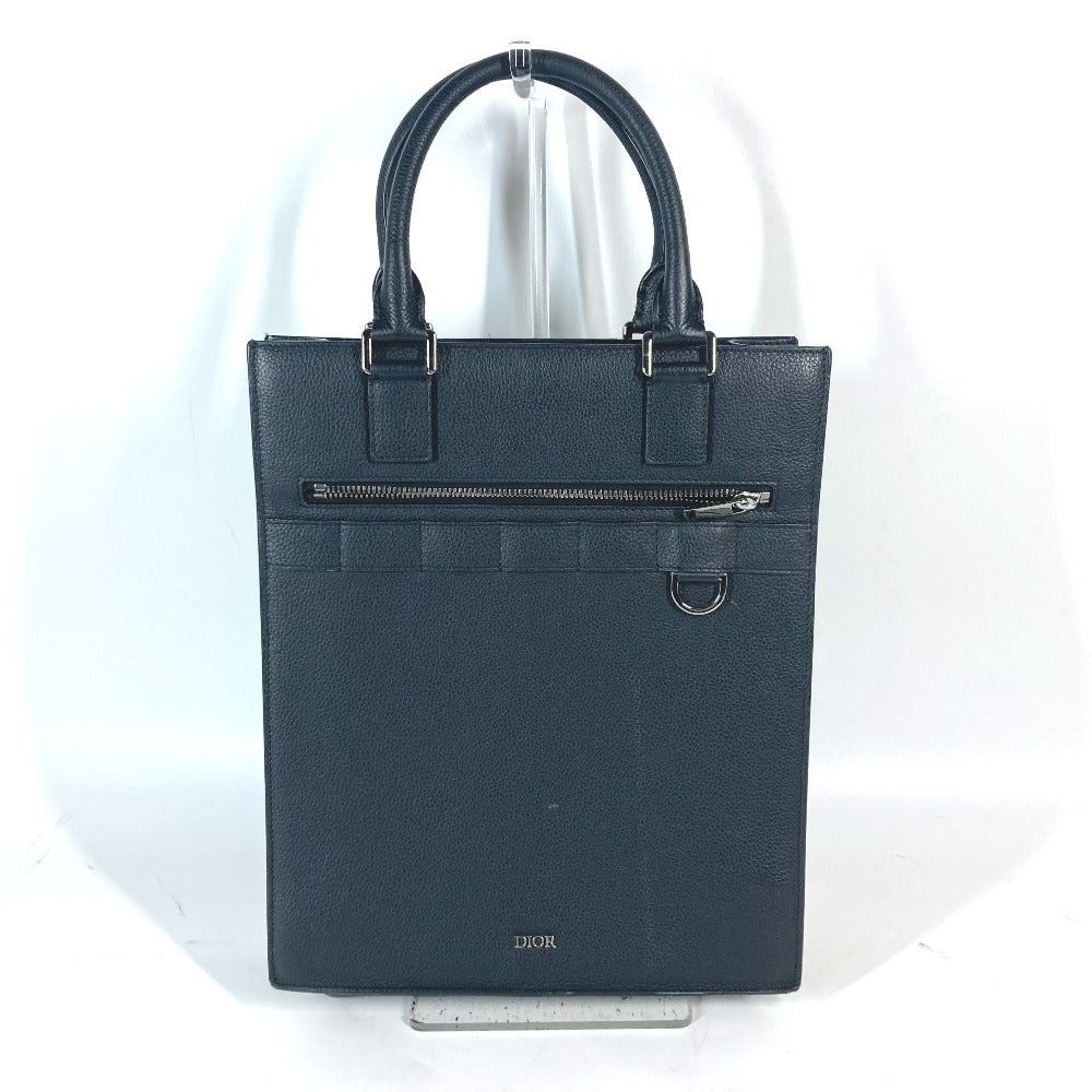 Dior Tote Bag Vertical Briefcase Safari Logo Shawl Shoulder Handbag Leather Women Black