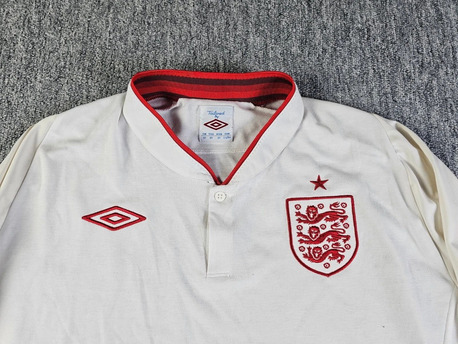 Umbro Umbro England 2012 Home Jersey Long Sleeve White XXL Tailor Size US XXL / EU 58 / 5 - 2 Thumbnail
