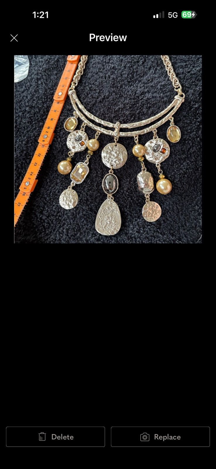 Chicos Chico's Gold-Tone Multi Charm Necklace with Amber Accents Size ONE SIZE - 2 Thumbnail