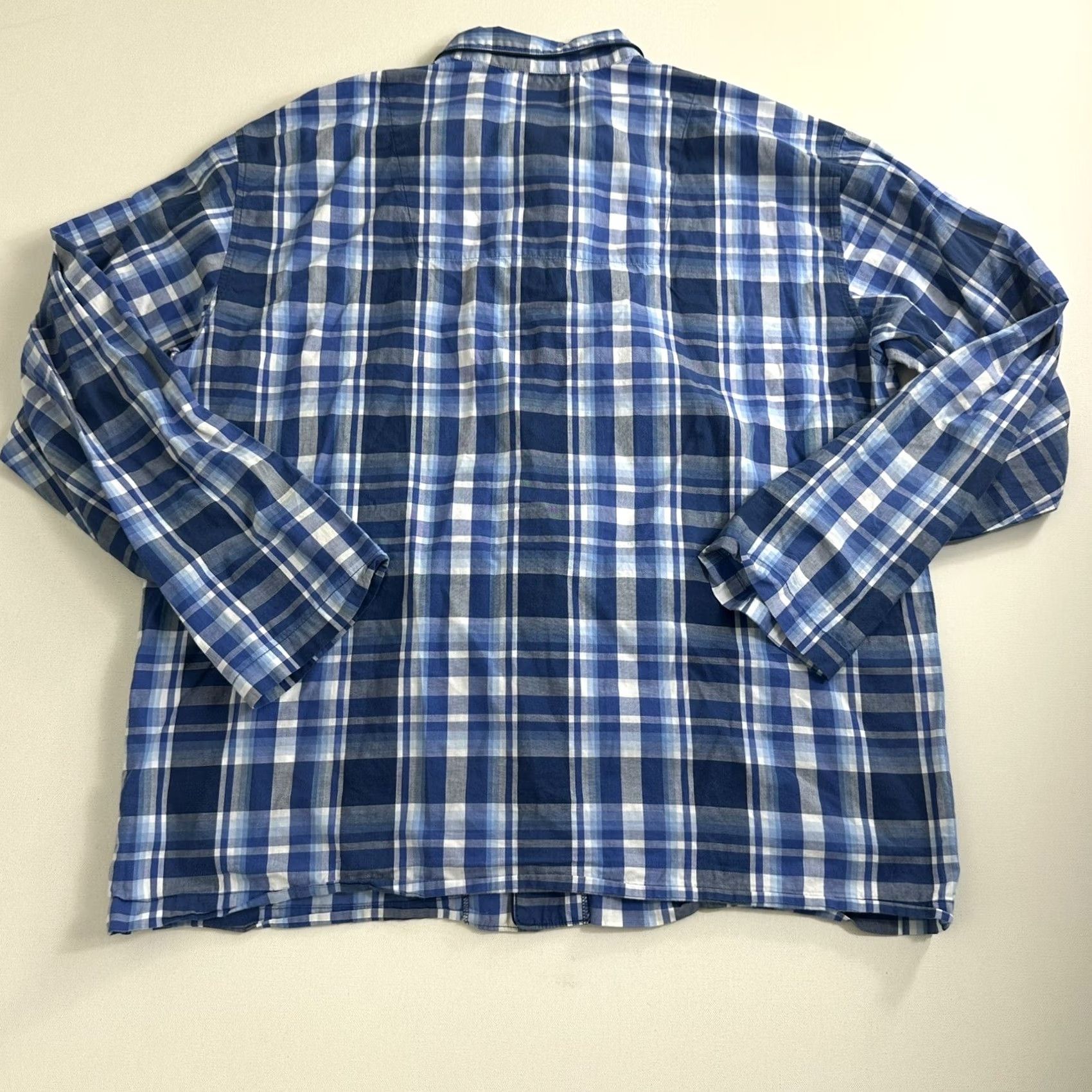 Ralph Lauren Polo Ralph Lauren Button Shirt Mens Large Plaid Blue Pajama Top Sleepwear Cotton Size US L / EU 52-54 / 3 - 2 Thumbnail