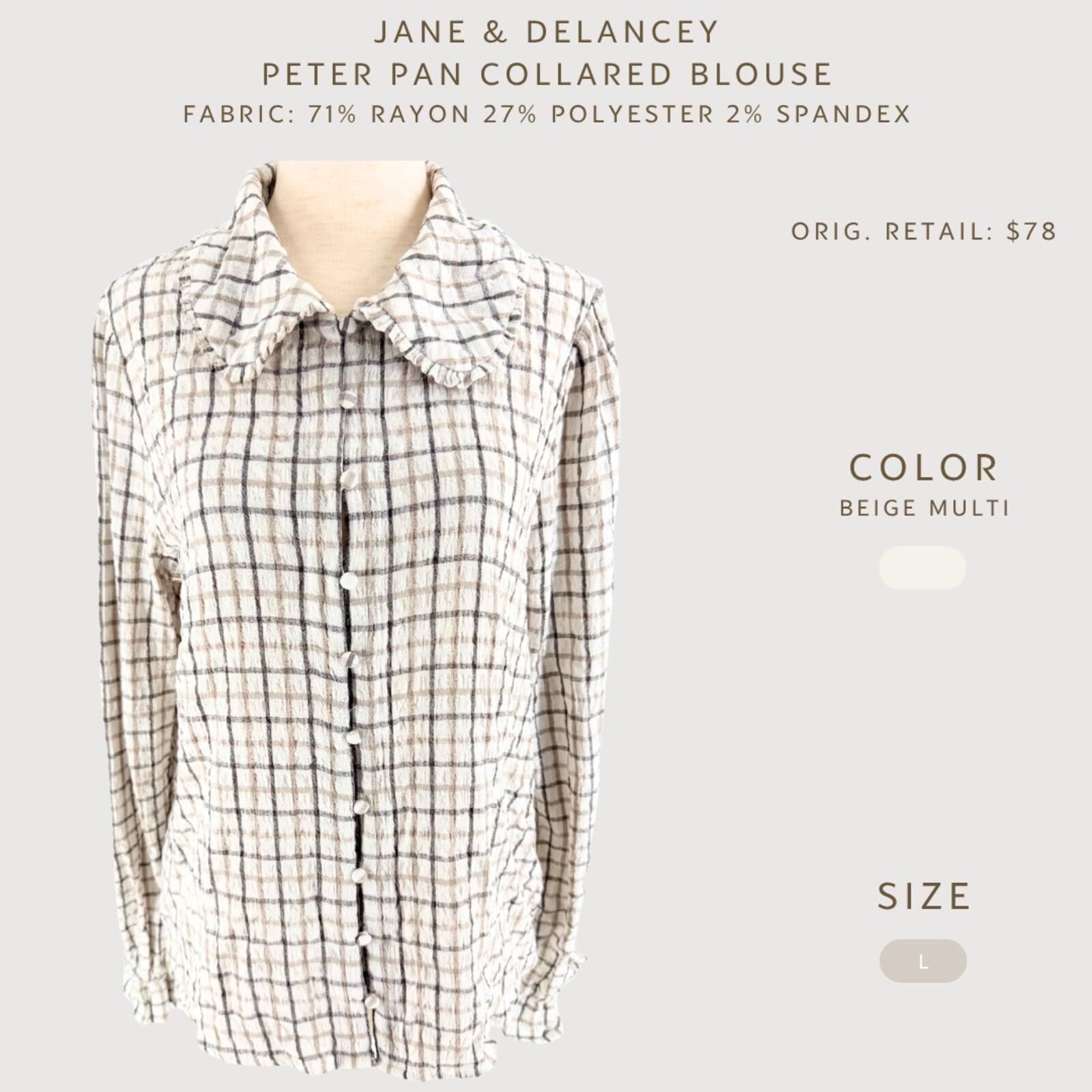 Other Jane & Delancey Plaid Peter Pan Collar Blouse L Size L / US 10 / IT 46 - 2 Thumbnail