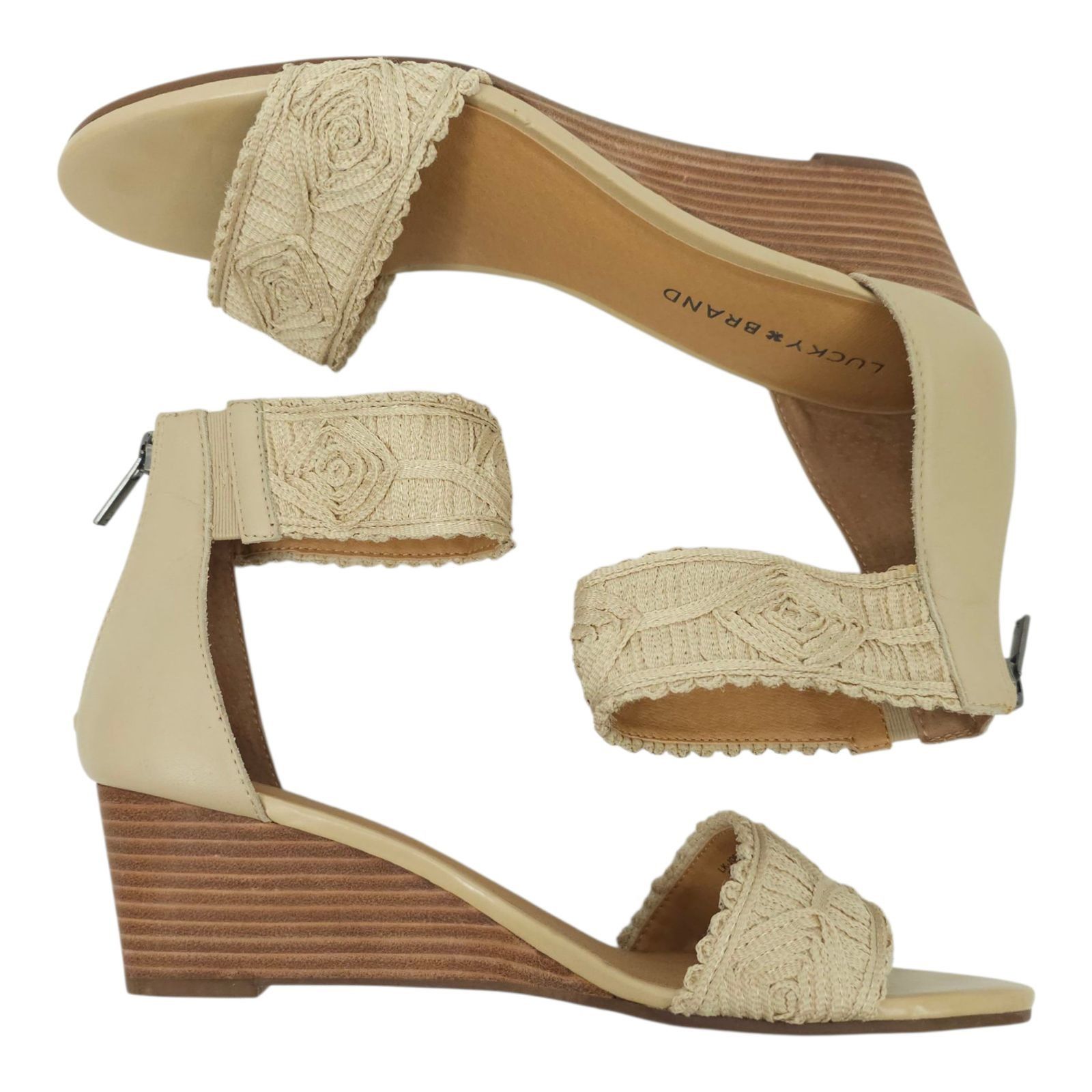 Lucky Brand Lucky Brand Joshelle Wedge Heel Sandal Women 8.5 M Ankle Str Size US 8.5 / IT 38.5 - 6 Thumbnail