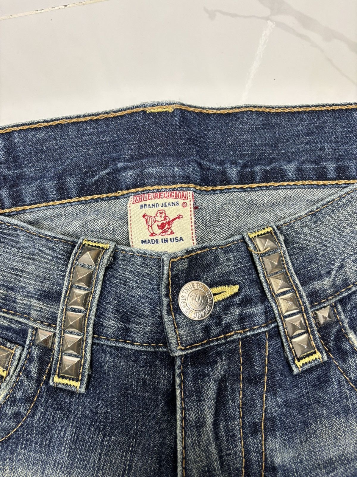 True Religion TRUE RELIGION METAL STUDDED FLARE JEANS BOOTCUT BILLY Size 31" - 10 Thumbnail