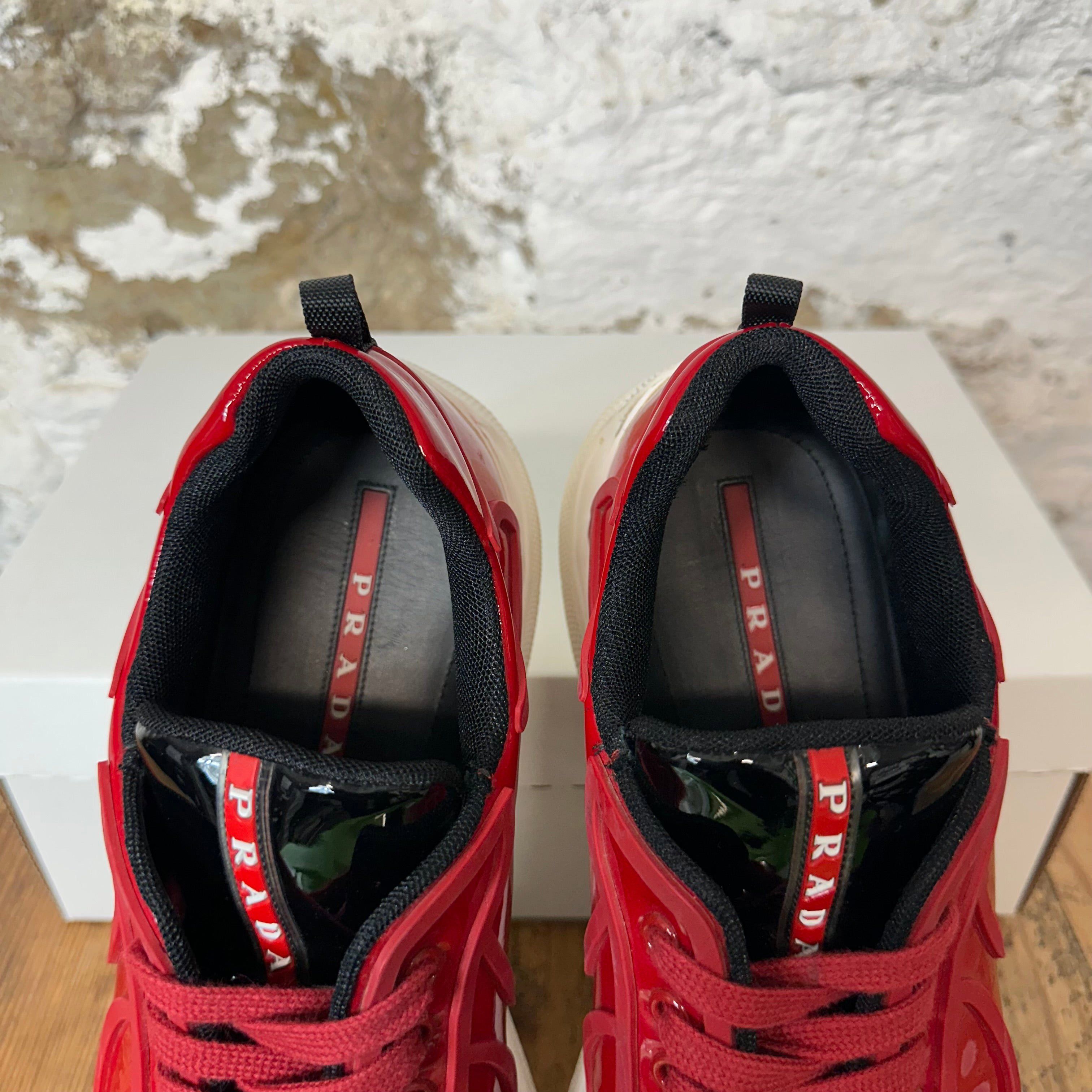 Prada Prada Americas Cup Rossa Patent White Sneaker Size 9.5 Size US 9.5 / EU 42-43 - 4 Thumbnail