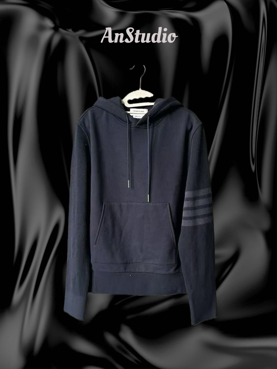 Thom Browne Thom Browne Navy Classic Loopback Hoodie Size US M / EU 48-50 / 2 - 1 Thumbnail
