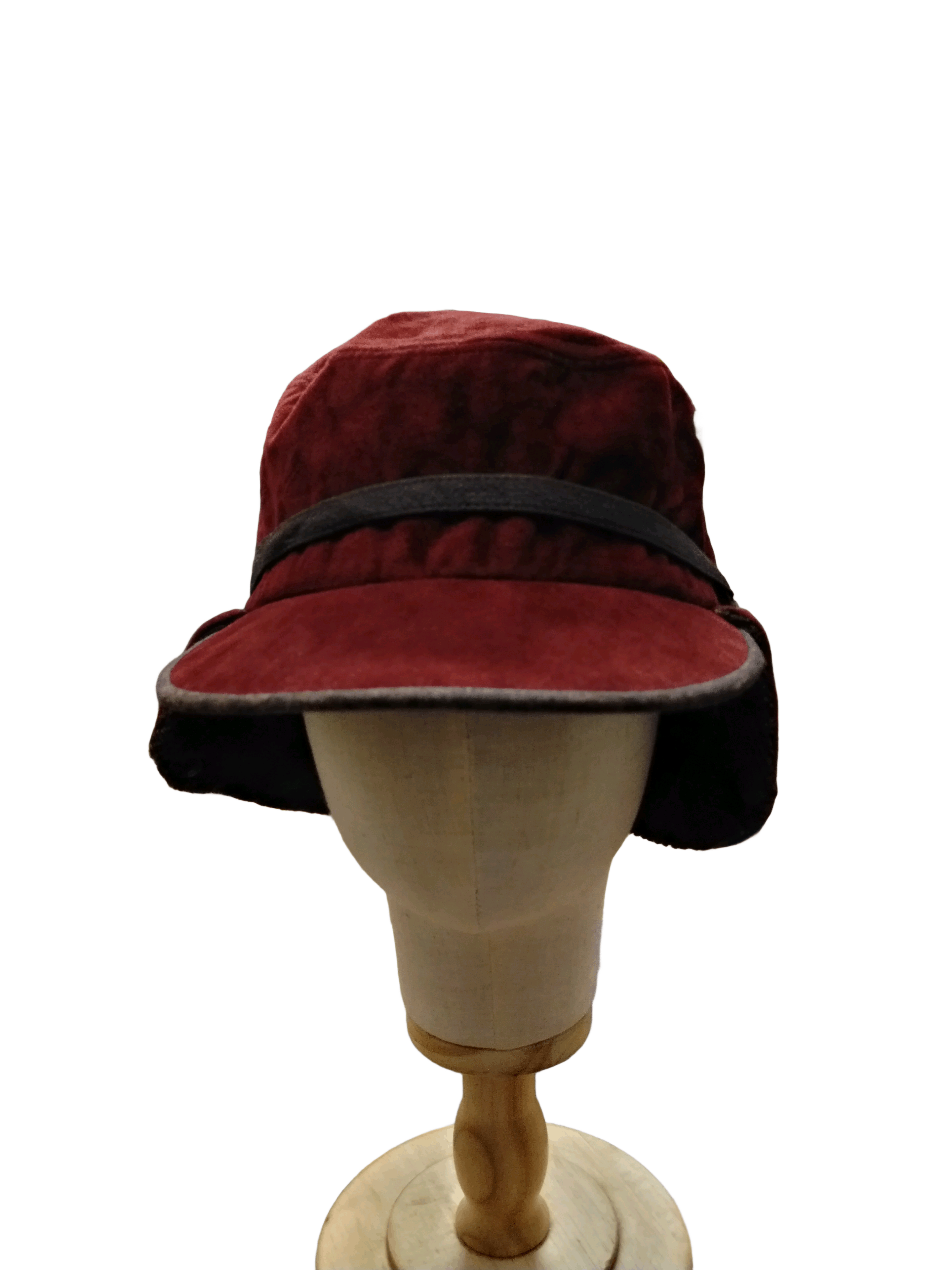 Japanese Brand Elegant burgundy velvet trapper hat with foldable earflaps Size ONE SIZE - 3 Thumbnail