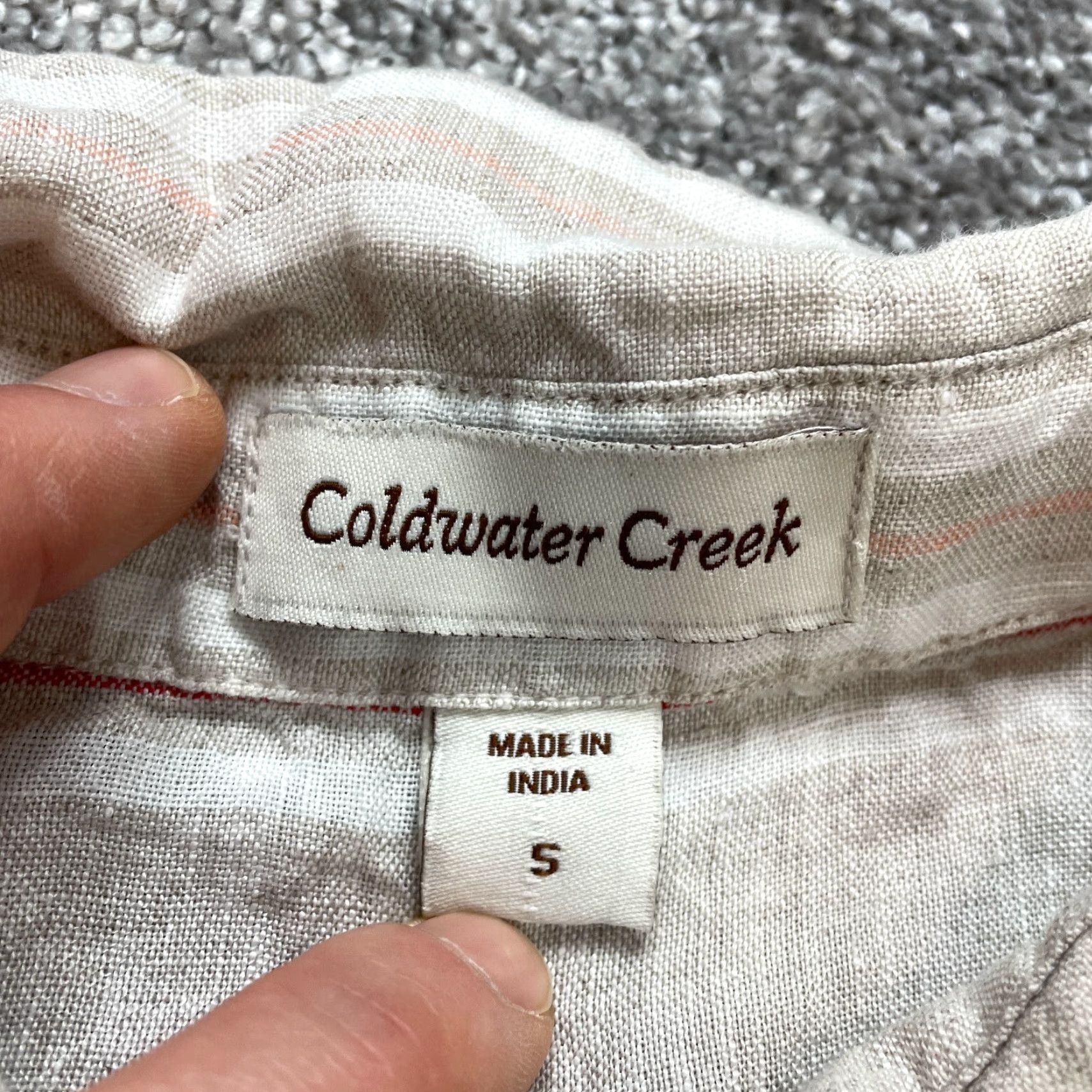 Coldwater Creek Coldwater Creek Button-Up Shirt Womens Small Brown Linen Striped Long Sleeve Collared Button Front - Mens? Size S / US 4 / IT 40 - 4 Thumbnail