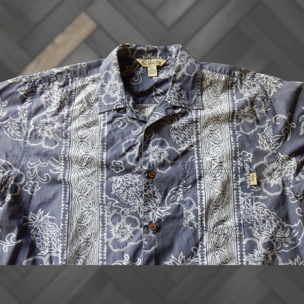 Gotcha VINTAGE Gotcha Men's Hawaiian Shirt Short Sleeve Button-Up Floral Pattern Size L Blue Size US L / EU 52-54 / 3 - 1 Thumbnail