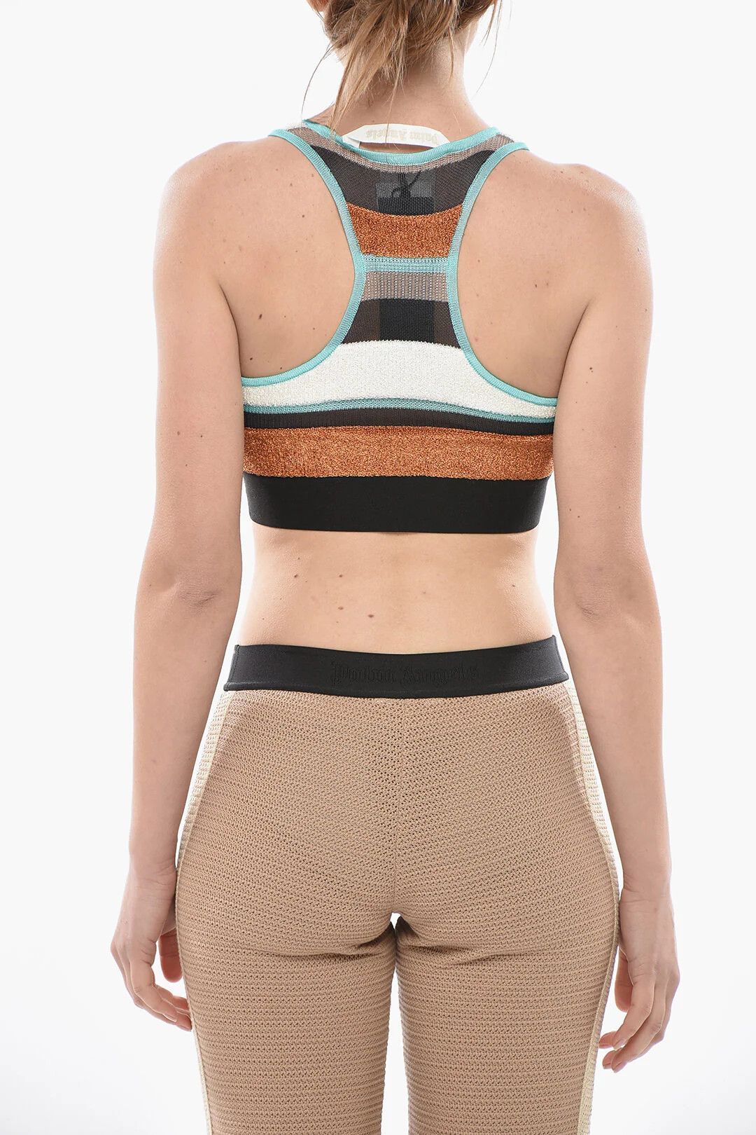 Palm Angels og1mm0326 Lurex Knit Crop Top Multicolor Size S / US 4 / IT 40 - 2 Thumbnail