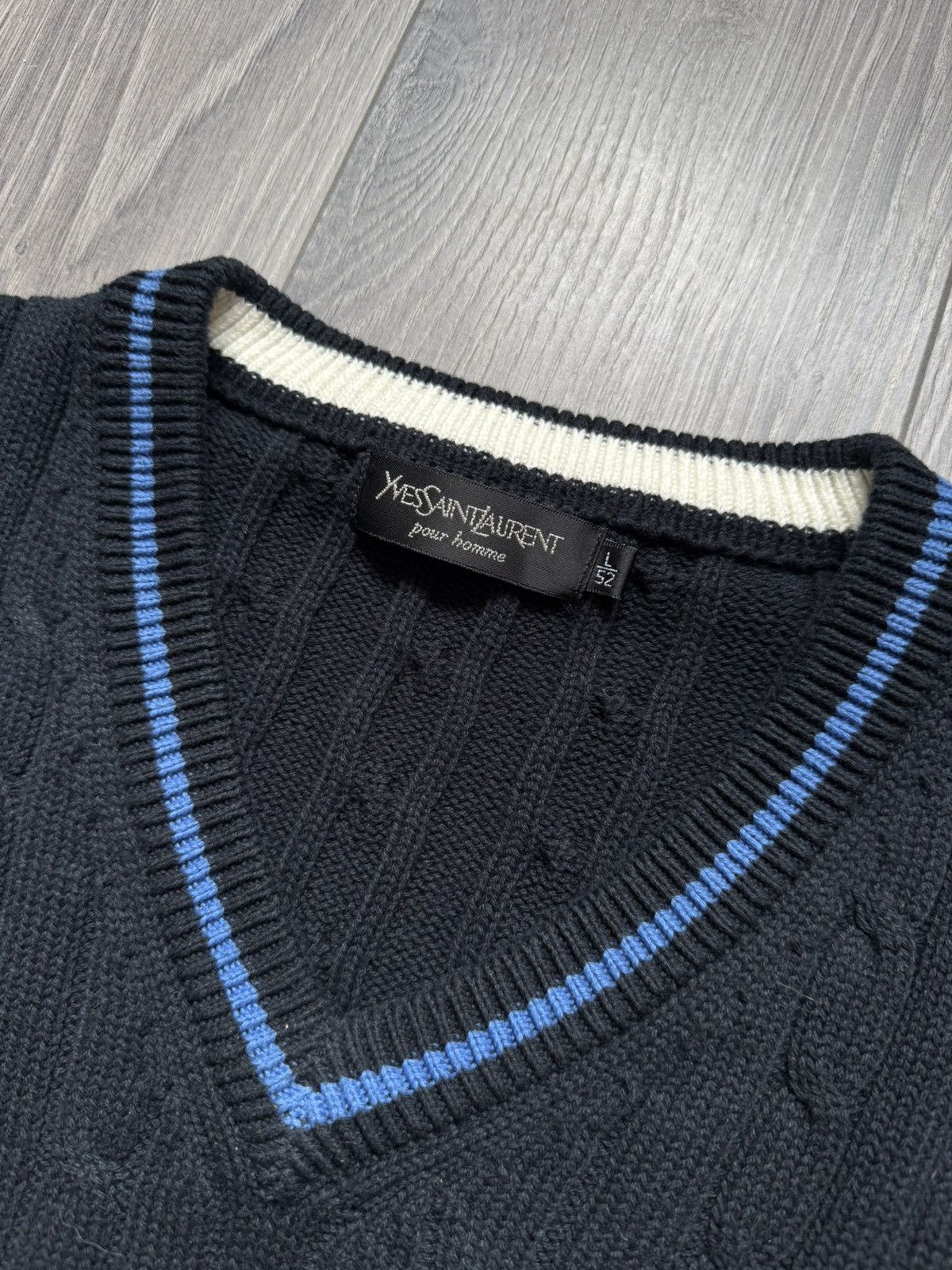 Yves Saint Laurent Yves Saint Laurent Cable- Knitted Vest L Size US L / EU 52-54 / 3 - 4 Thumbnail